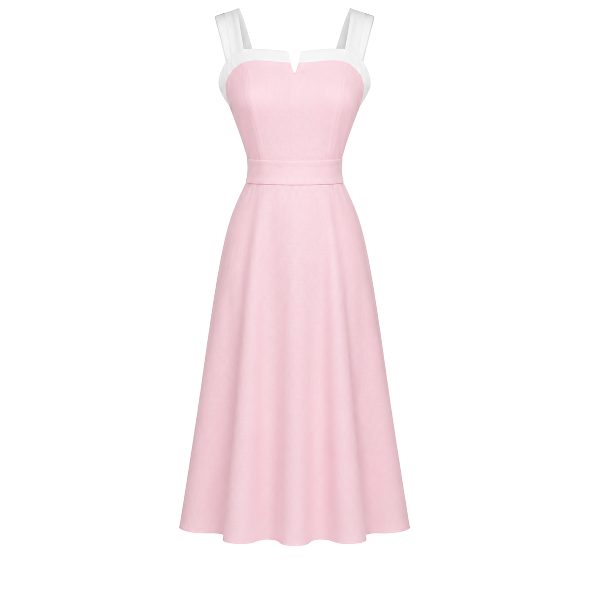 STRAPPY A-LINE STYLE LINEN DRESS PINK