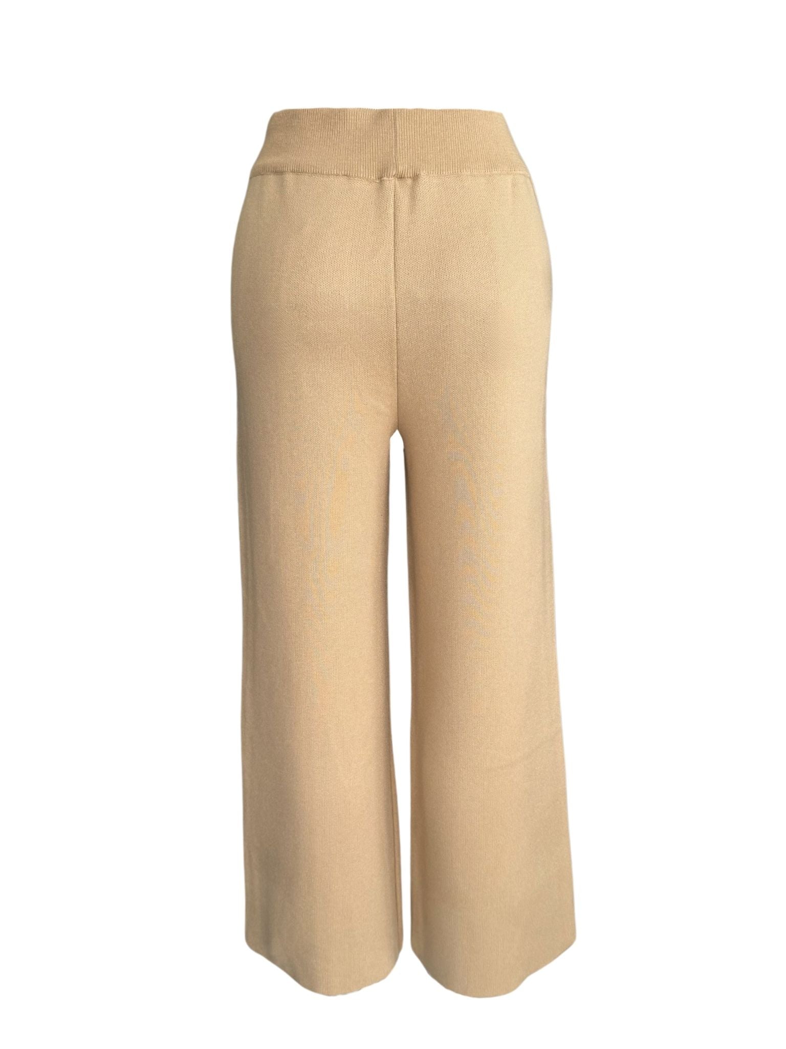 LESLY BUTTON DETAIL KNIT TROUSERS CAMEL