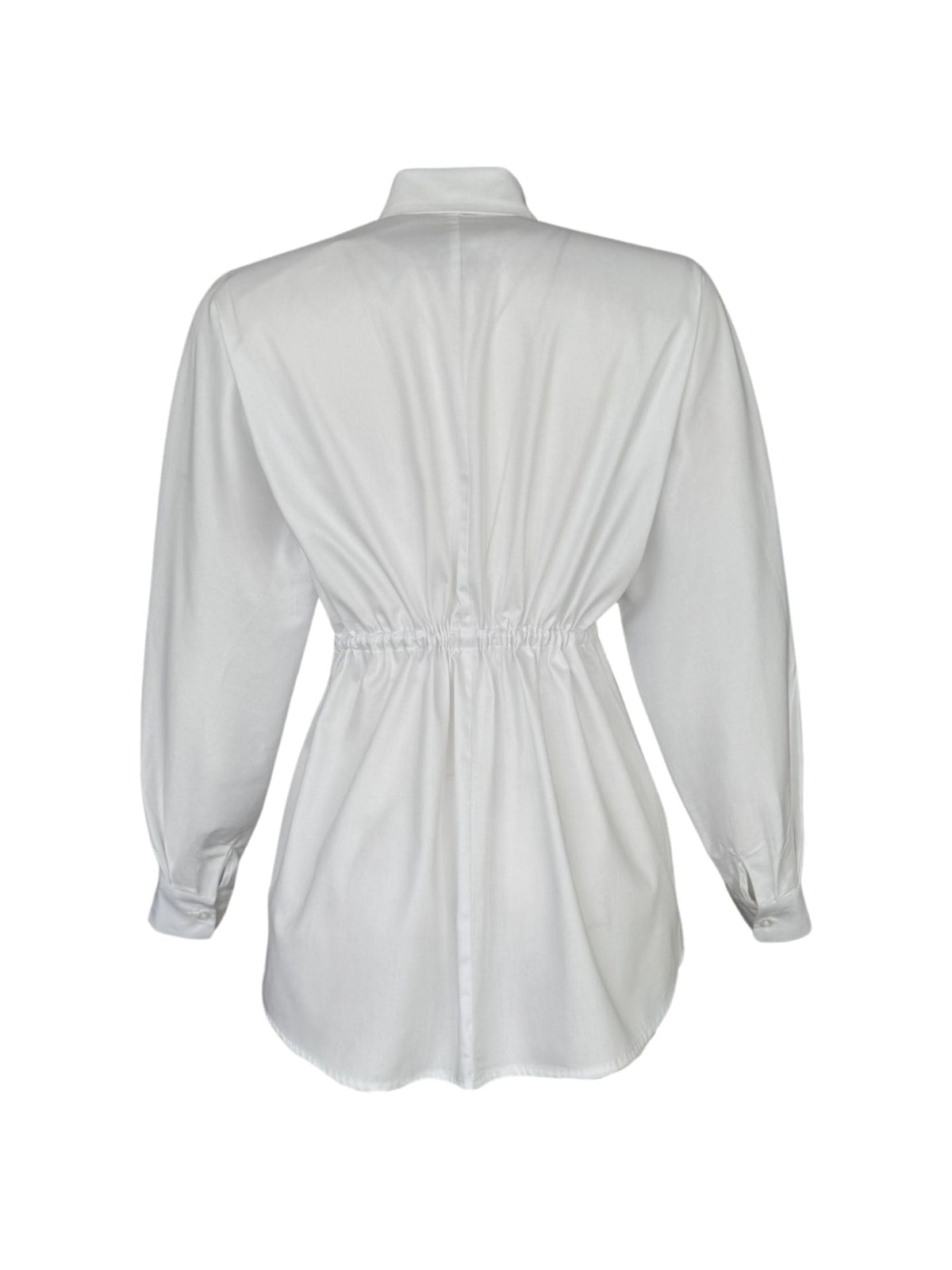GATHERED POCKET WAIST DETAIL SHIRT WHITE