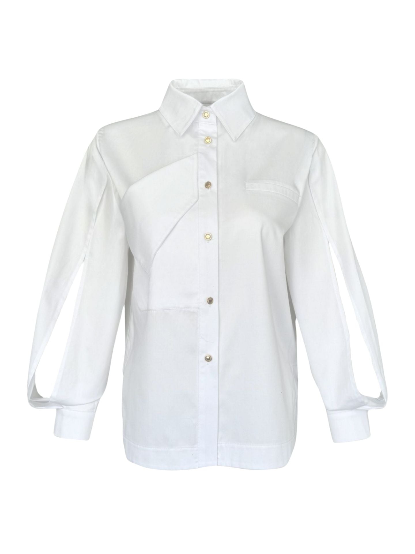 POCKET DETAIL CUT-OUT SLEEVES SHIRT