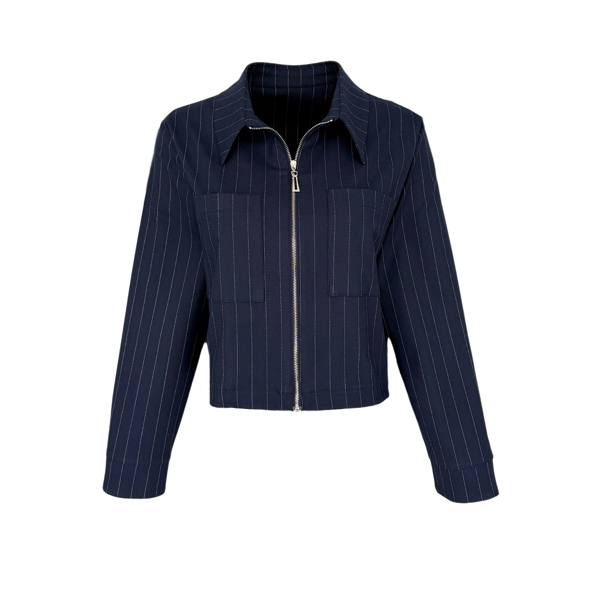 DORY ZIP DETAILED STRIPED JACKET NAVY