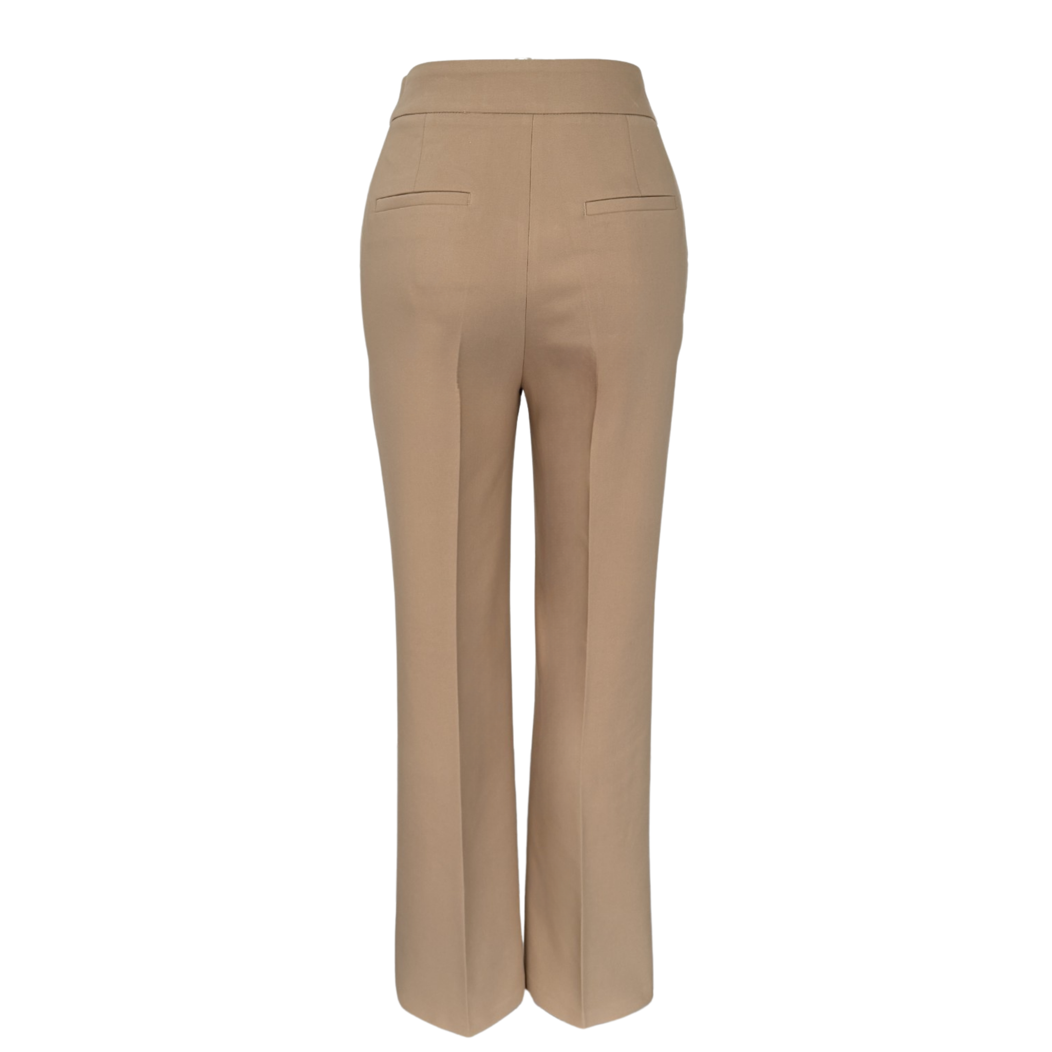 PLAIN CUT EMBELLISHED WAIST TROUSERS CAMEL