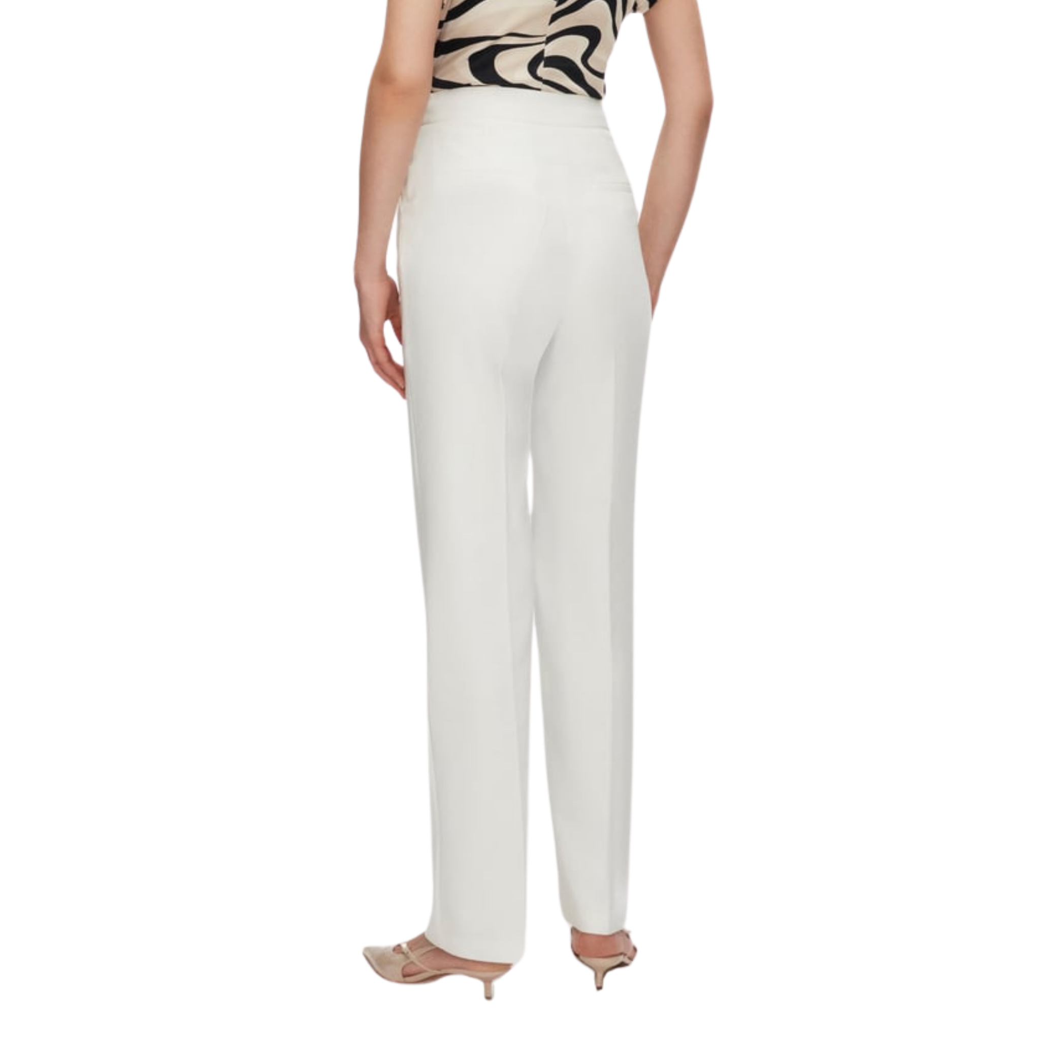PLAIN CUT EMBELLISHED WAIST TROUSERS ECRU