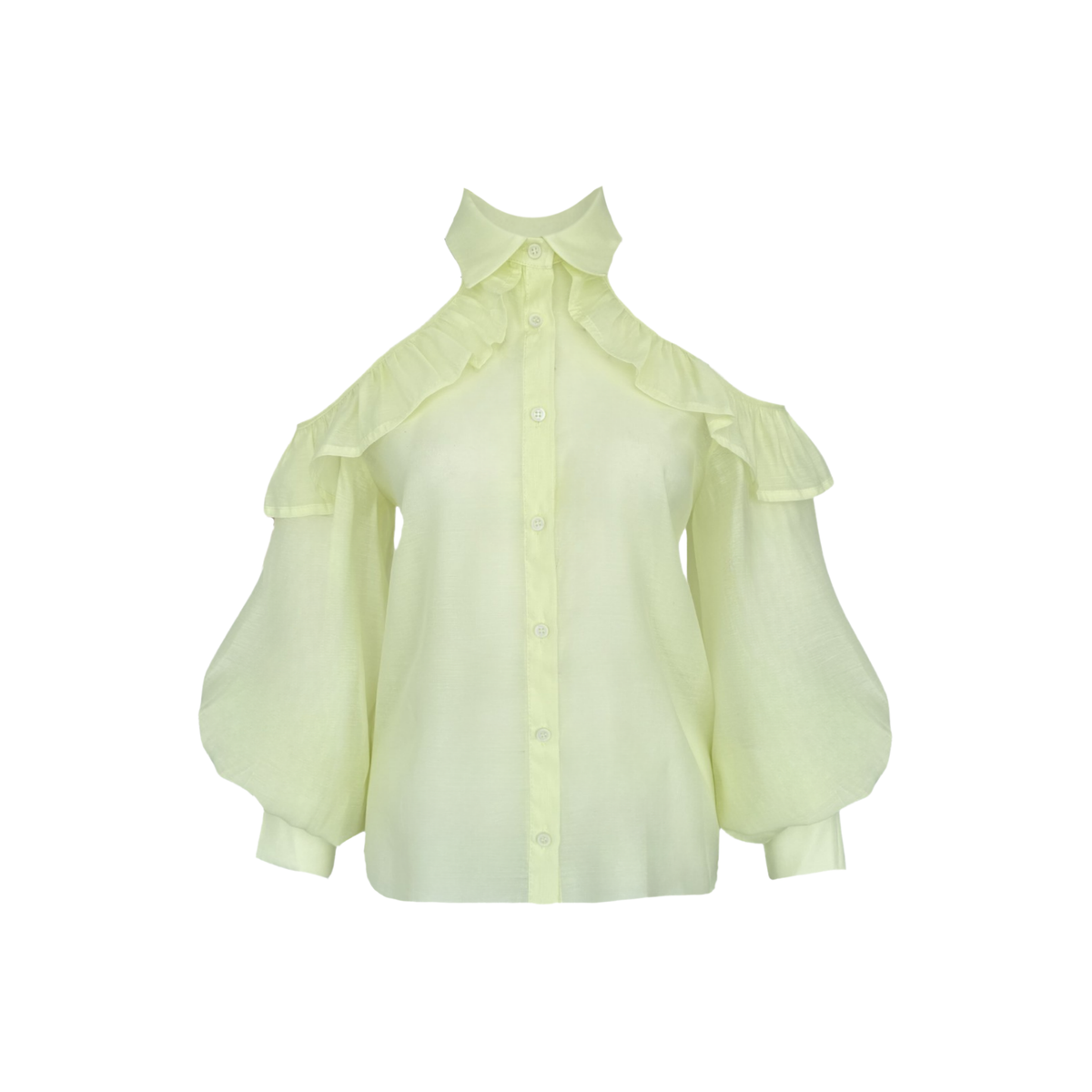 OFF-SHOULDER SHEER SHIRT YELLOW
