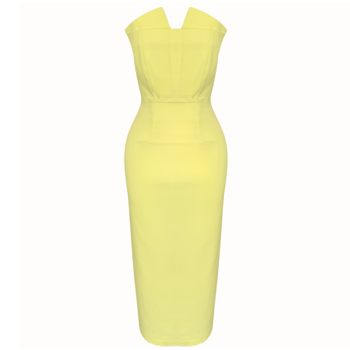 BACK LOW-CUT STRAPLESS DRESS YELLOW