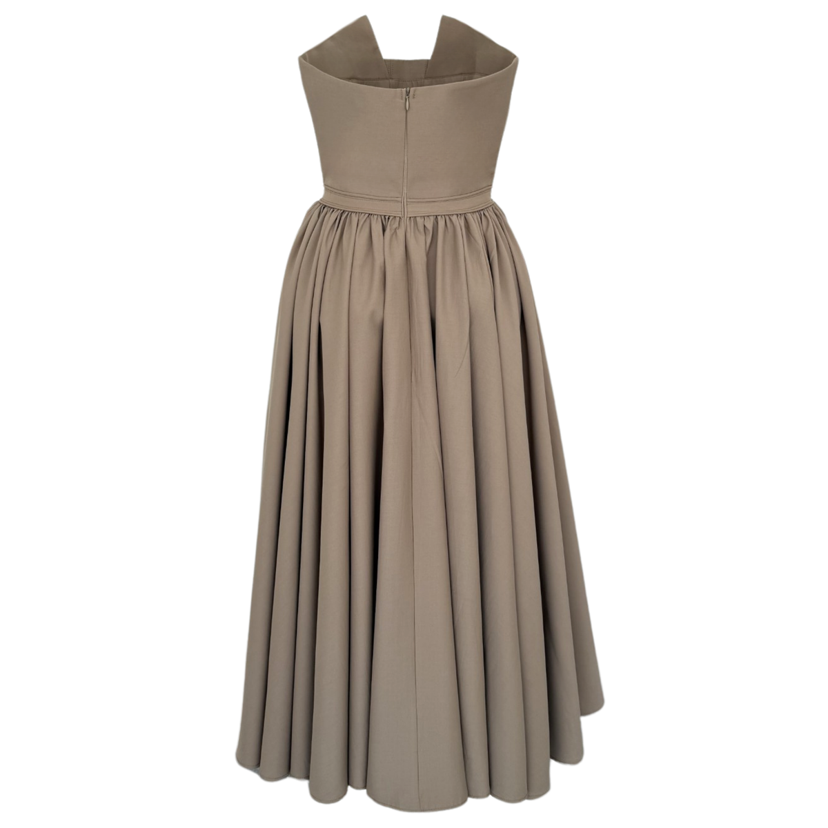 FITTED AT THE WAIST STRAPLESS DRESS MINK