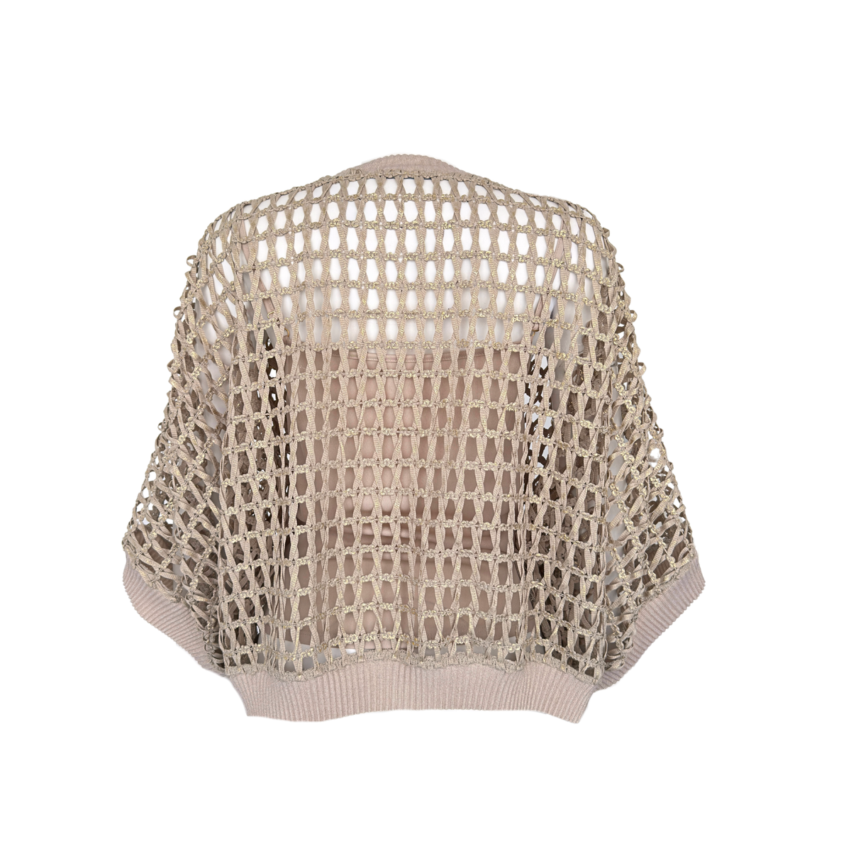GOLD PRINTED OVERSIZED MESH BLOUSE BEIGE
