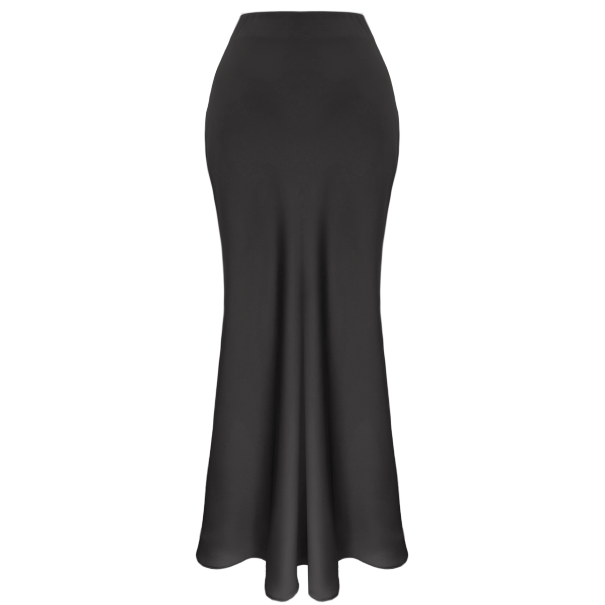 ELASTICATED WAIST MAXI LENGTH COTTON SATIN SKIRT BLACK