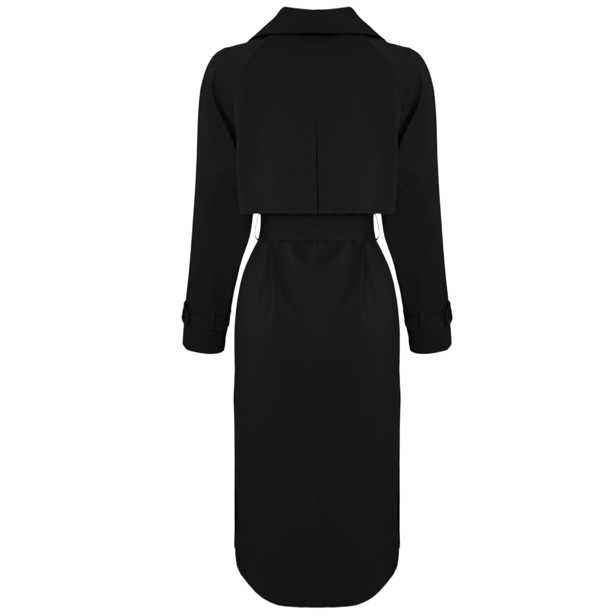 SIDES BUTTON-DETAILED WRAP STYLE TRENCH COAT BLACK