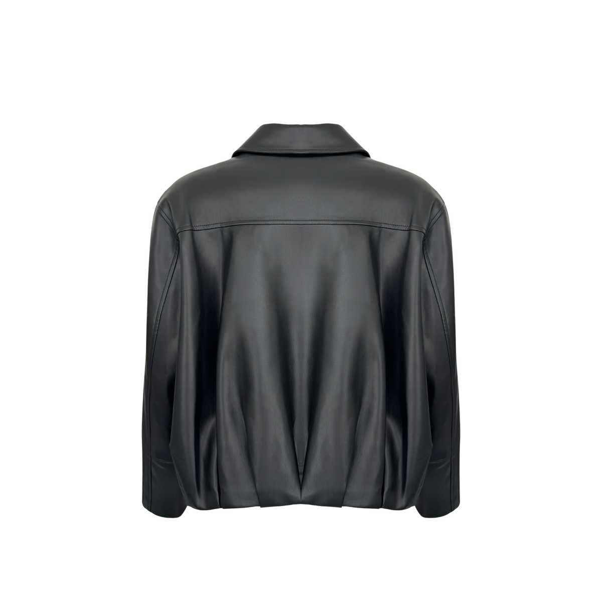 OVERSIZED FAUX LEATHER BOMBER JACKET BLACK