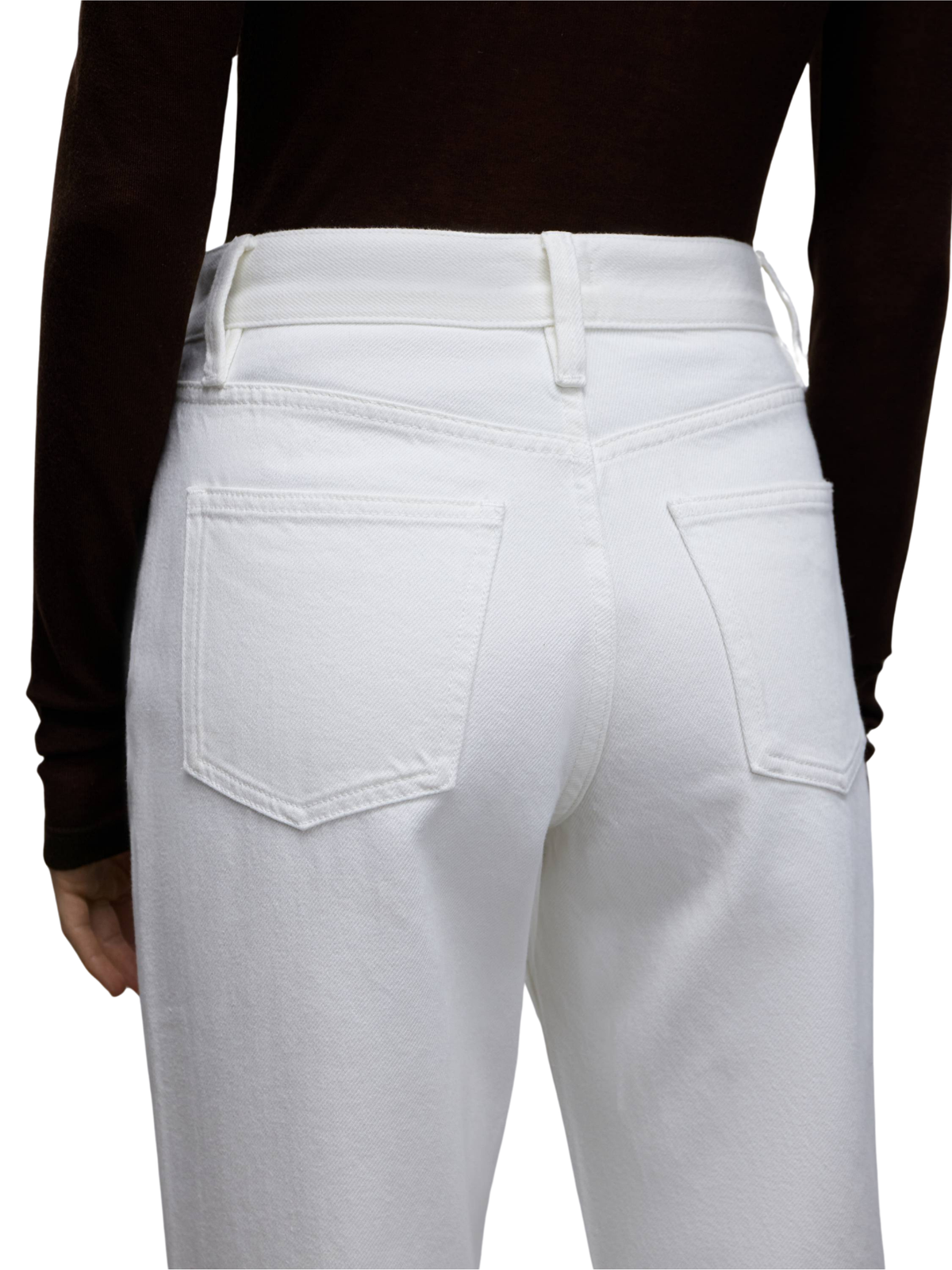 STRAIGHT FIT HIGH WAIST DENIM TROUSERS WHITE