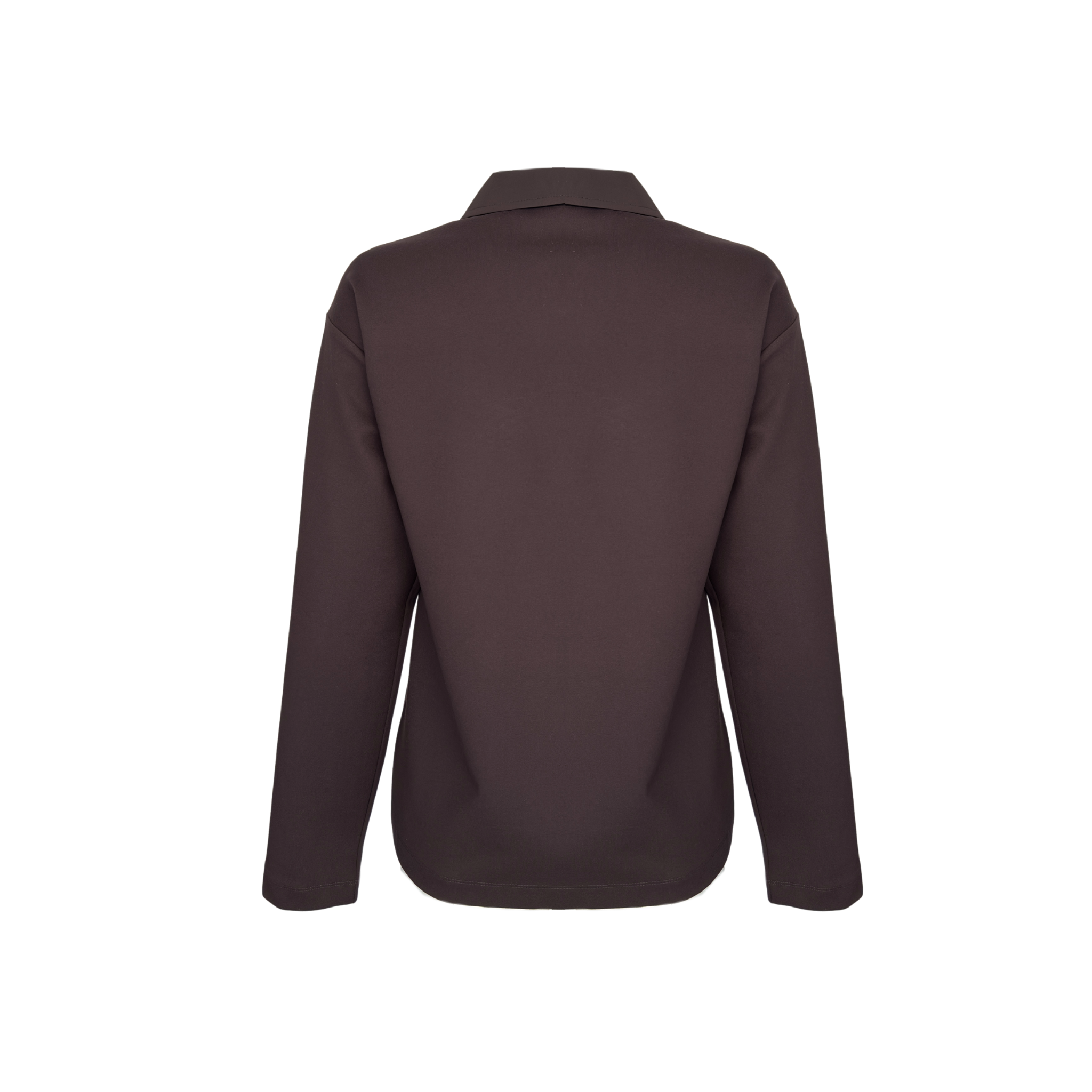 FABRIC MIX ZIP COLLAR SWEATSHIRT BROWN