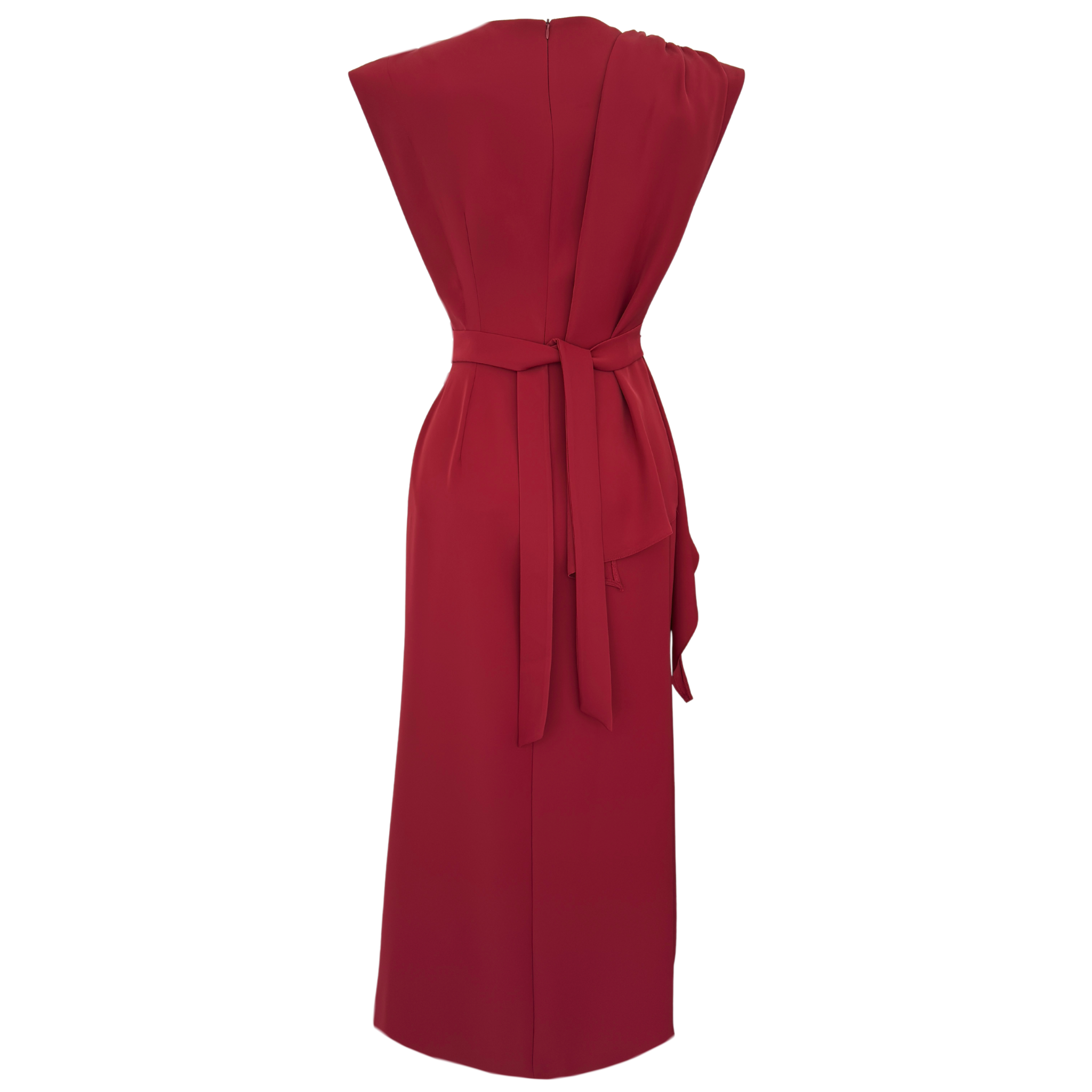 SHAWL SHOULDER DETAIL FLOWY DRESS BURGUNDY