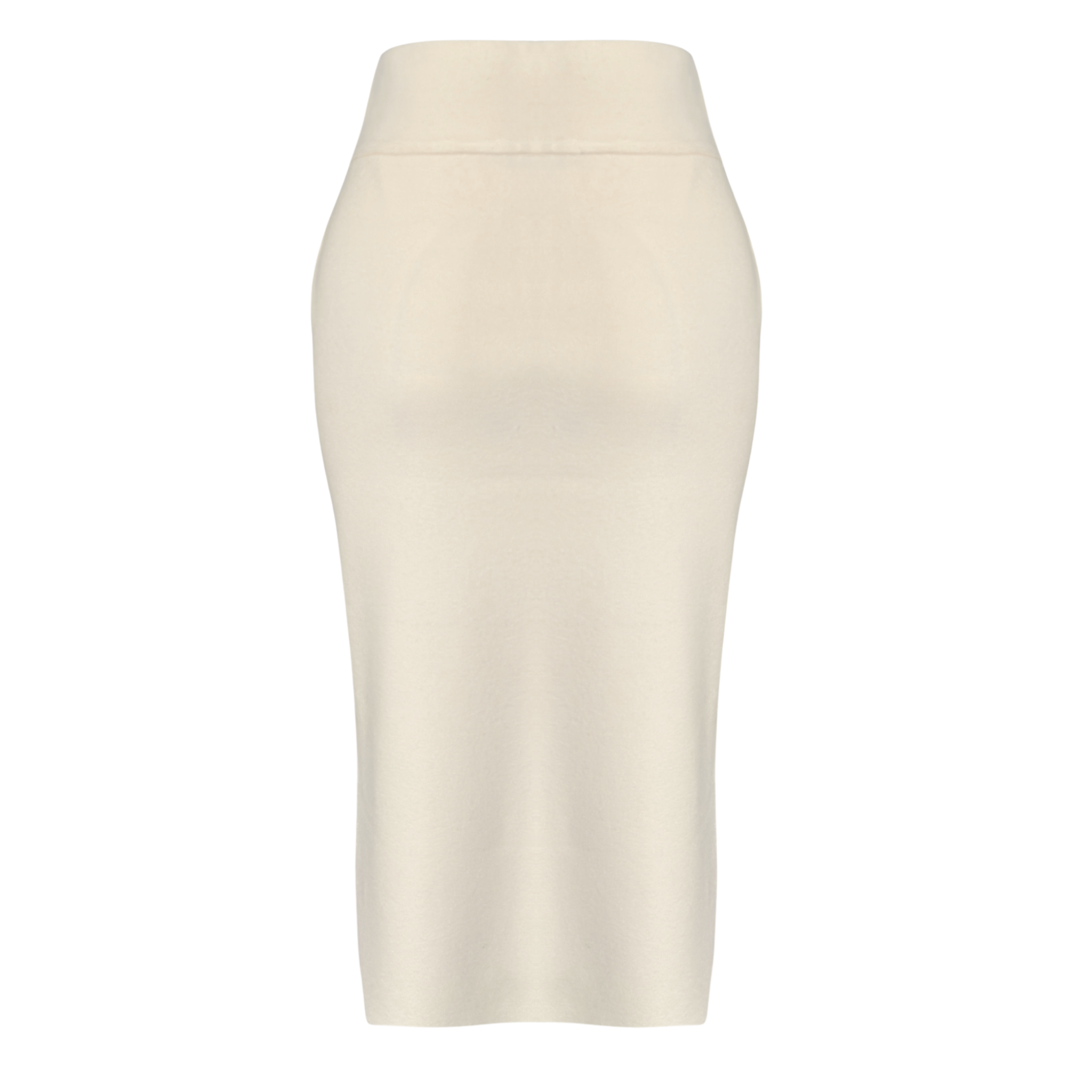 FRONT SLIT DETAILED KNIT PENCIL SKIRT ECRU