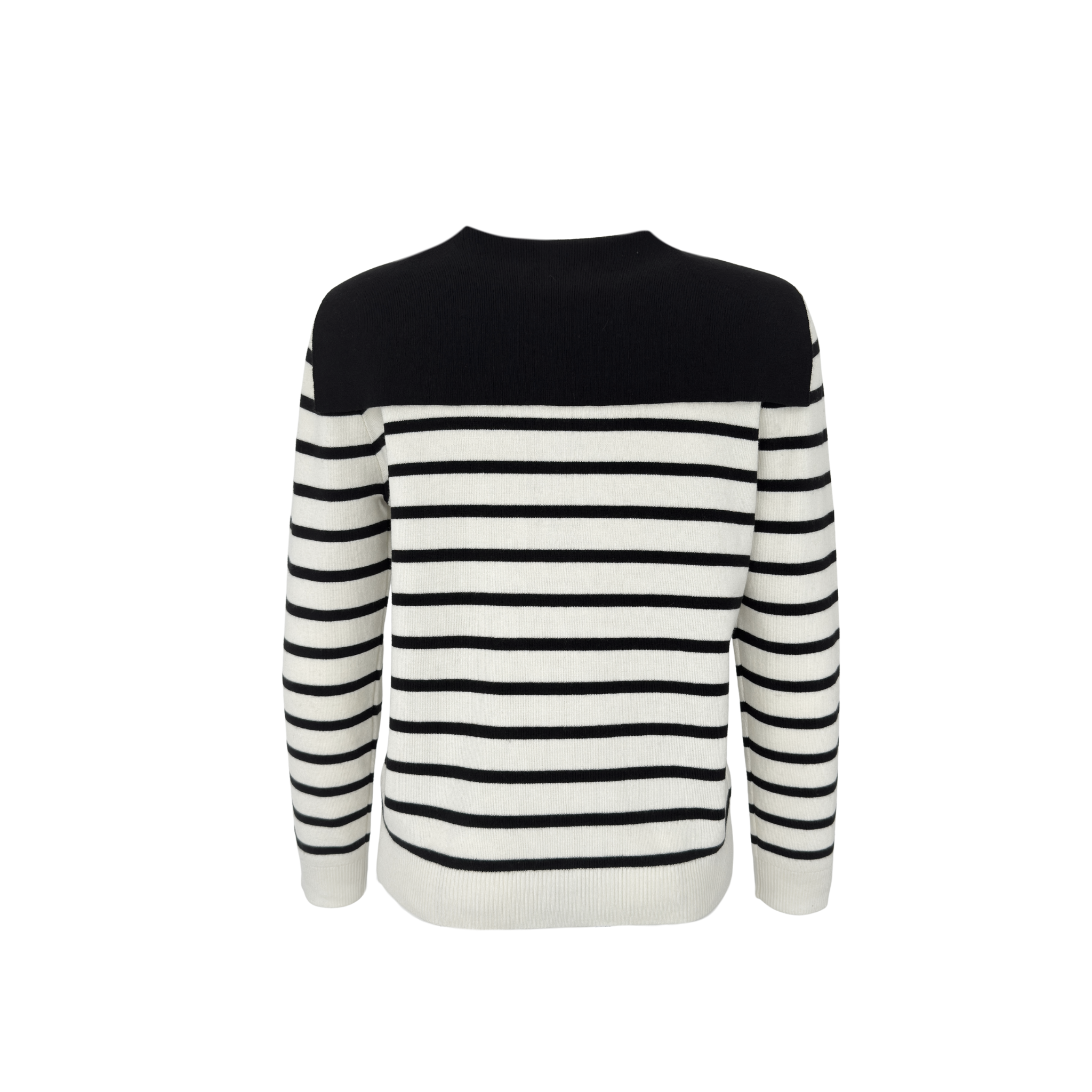COLLAR DETAIL GOLD BUTTONS STRIPED KNITTED JACKET