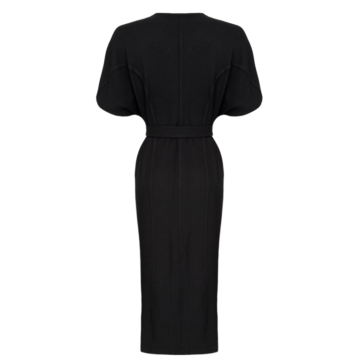 V-NECK MIDI LENGTH DRESS BLACK