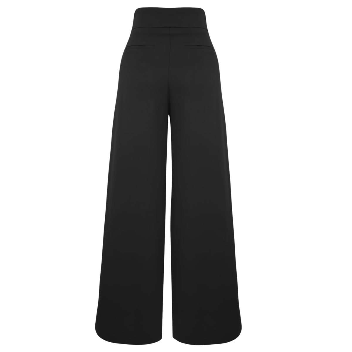 WIDE LEG EMBELLISHED WAIST TROUSERS BLACK
