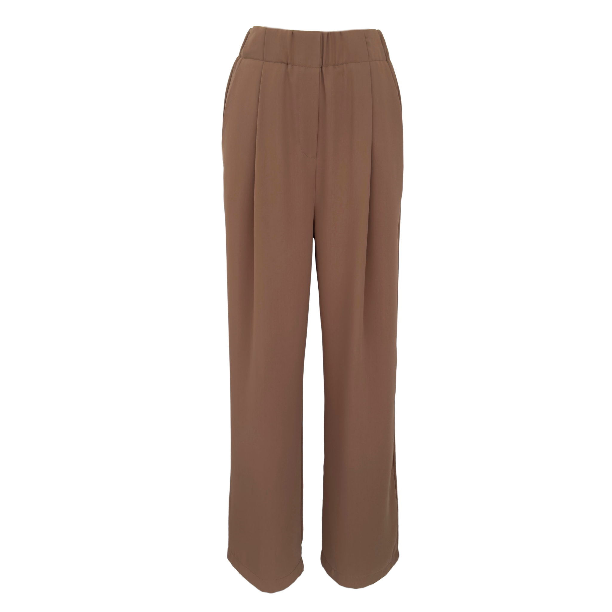 ELASTICATED WAIST FLOWY TROUSERS CAMEL