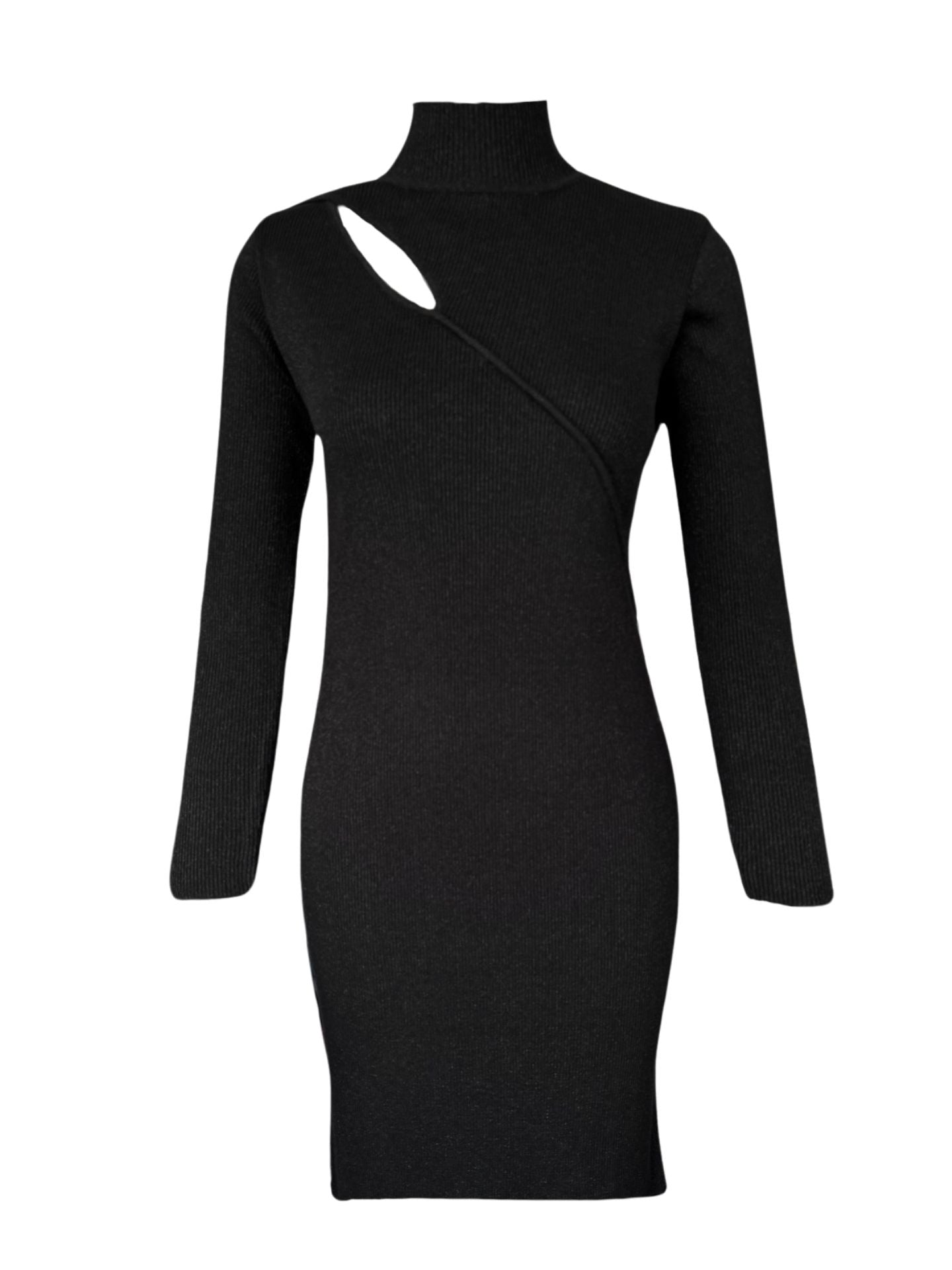 NECKLINE DETAIL GLITTERY KNIT DRESS