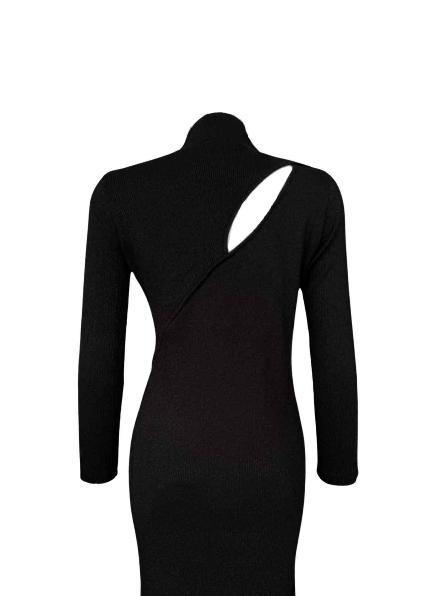 NECKLINE DETAIL GLITTERY KNIT DRESS