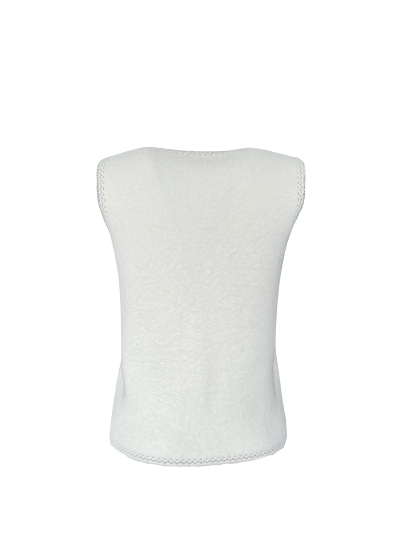 POCKET DETAIL FLUFFY KNIT VEST ECRU