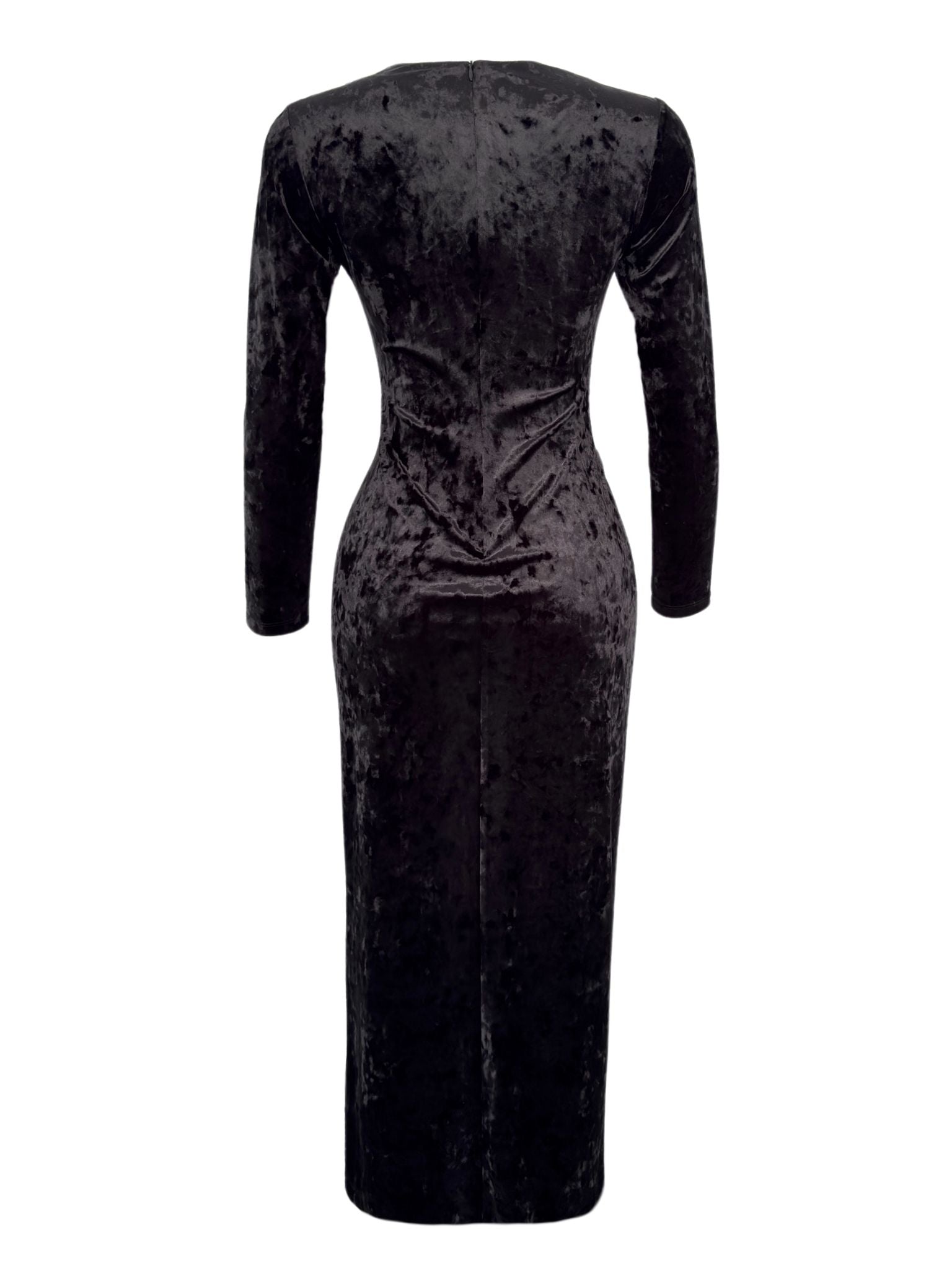 HAND EMBROIDERY DETAILED SLIT VELVET DRESS