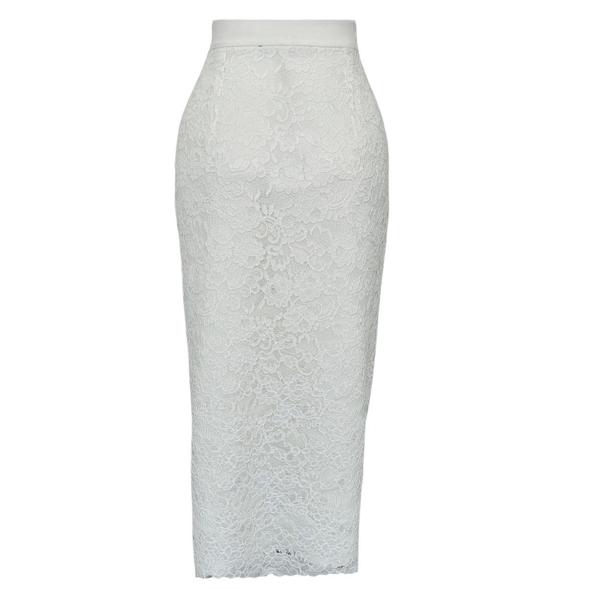 PEARL BUTTON-DETAILED GUIPURE SKIRT ECRU