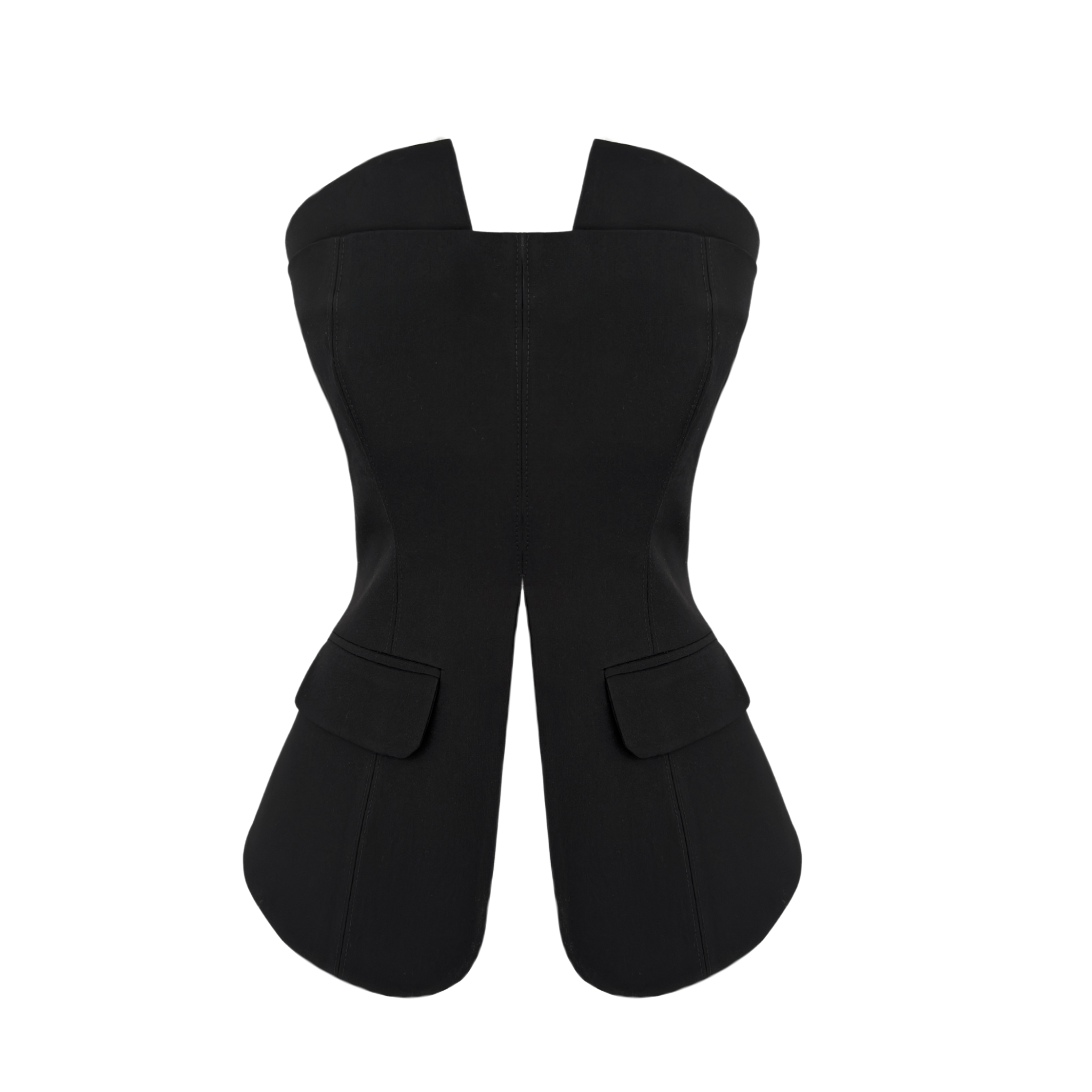 FITTED AT THE WAIST STRAPLESS BUSTIER BLACK