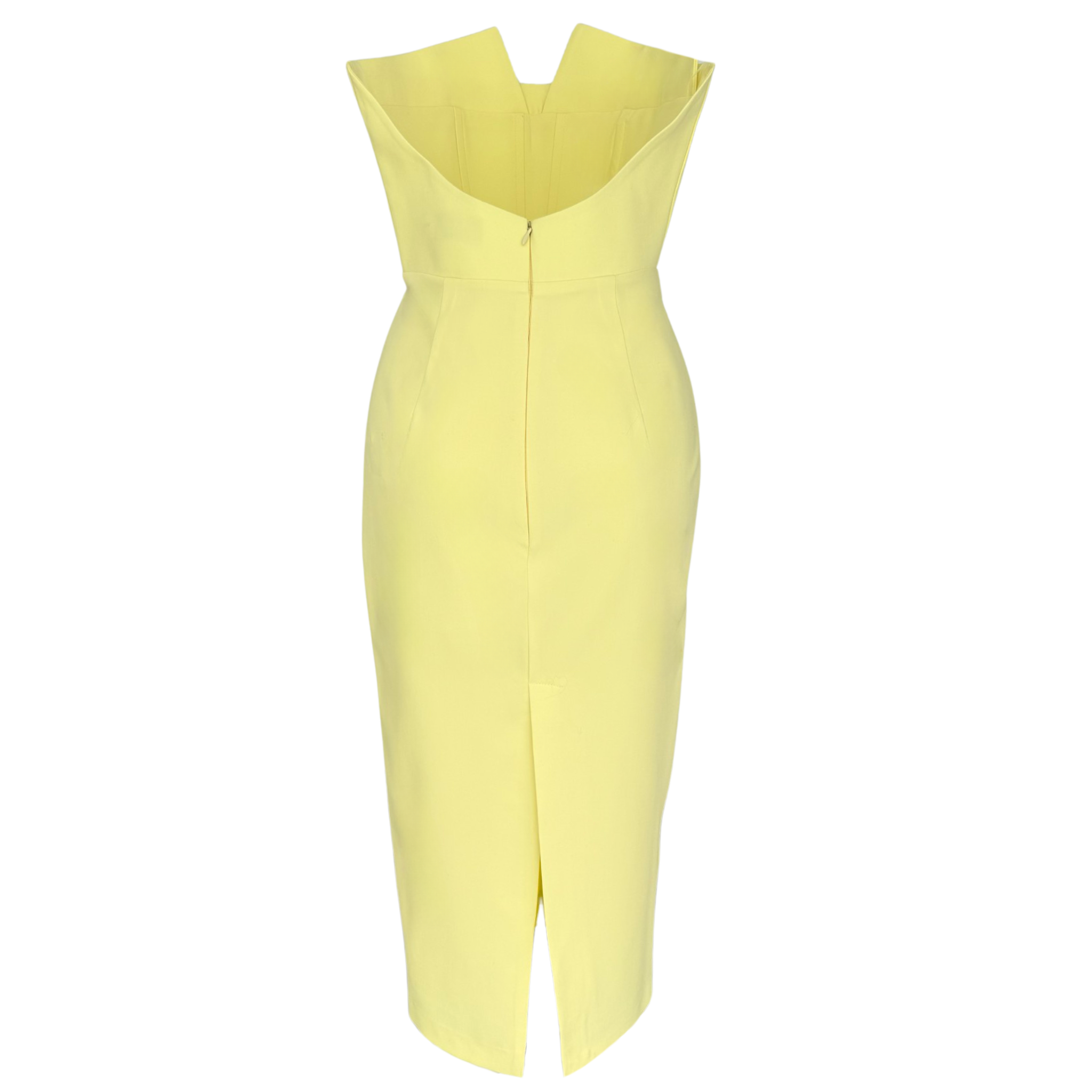BACK LOW-CUT STRAPLESS DRESS YELLOW