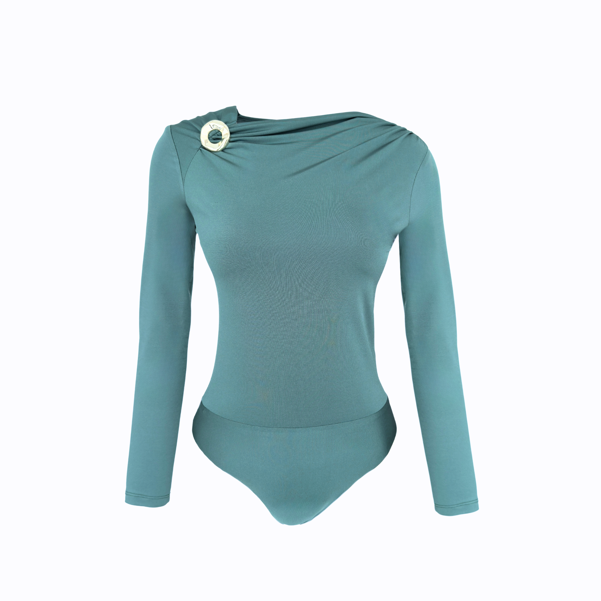 DRAPELİ BROŞ DETAY BODYSUIT MİNT