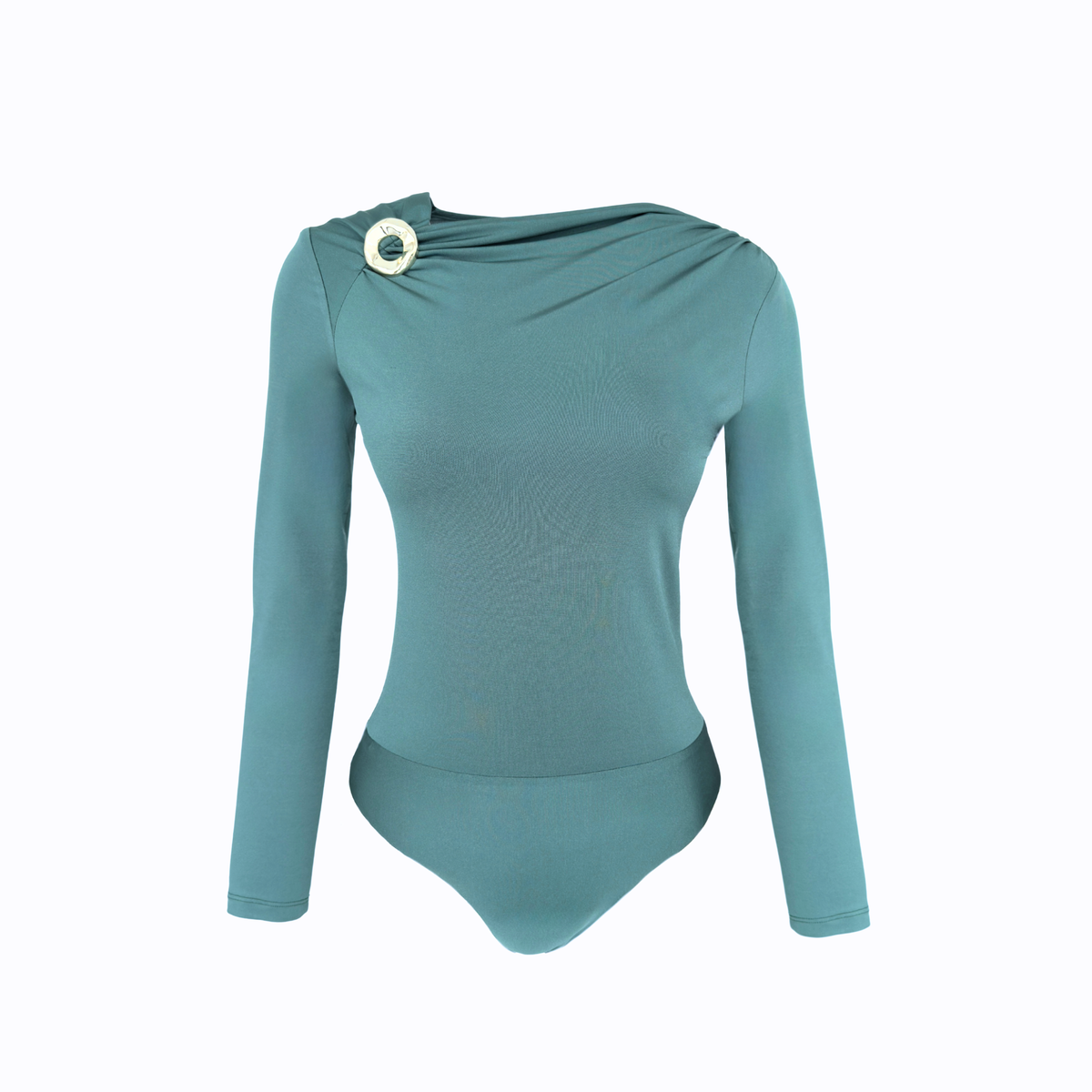DRAPED BROOCH DETAIL BODYSUIT MINT