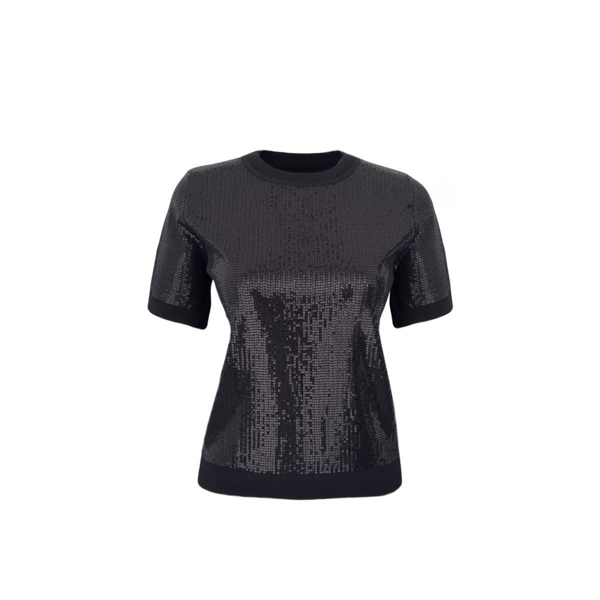CREW NECK SEQUINED KNIT BLACK
