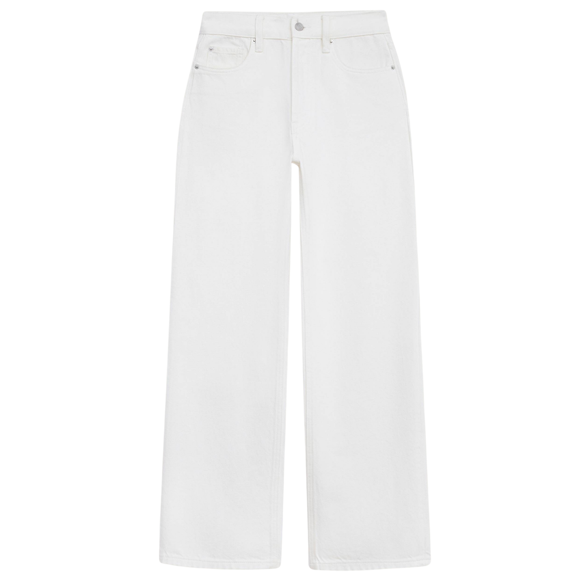 STRAIGHT FIT HIGH WAIST DENIM TROUSERS WHITE