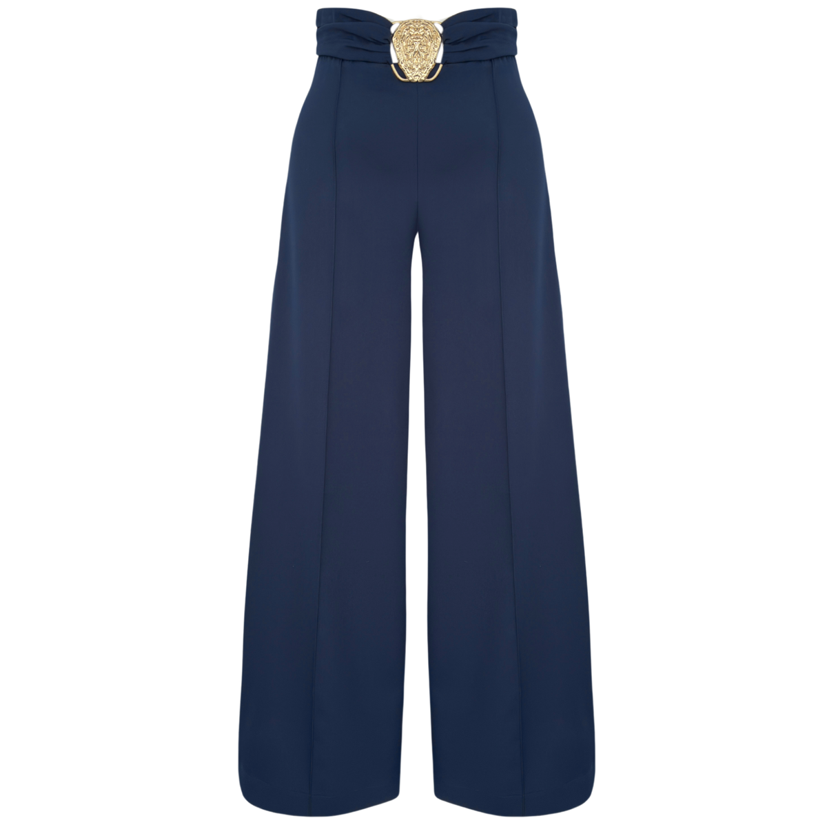 WIDE LEG EMBELLISHED WAIST TROUSERS NAVY