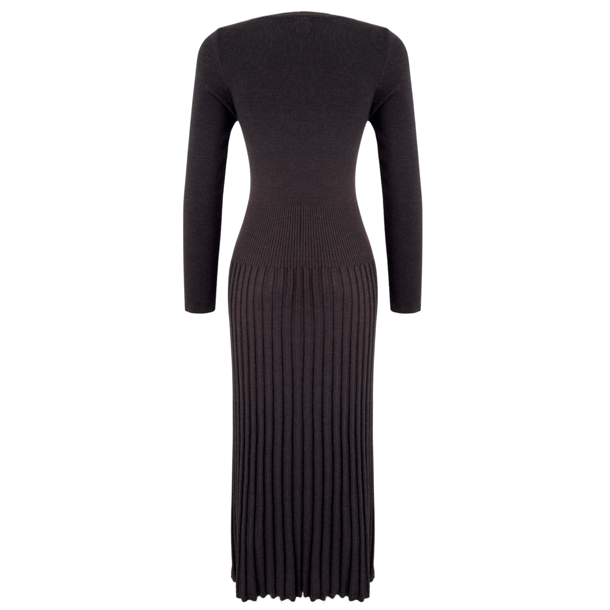 100% ORGANIC WOOL MAXI LENGTH KNIT DRESS BROWN