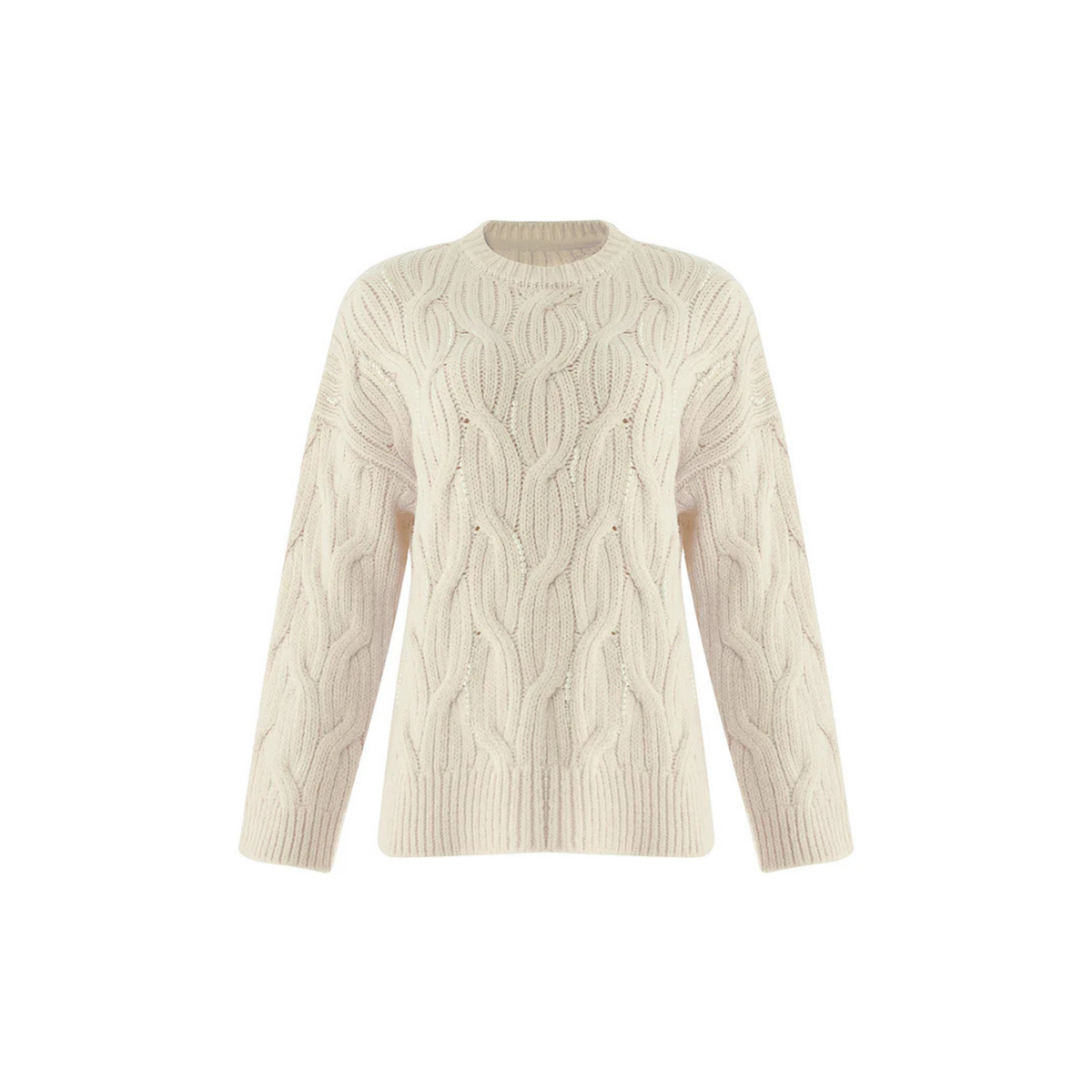 PEARL EMBROIDERED REGULAR KNIT ECRU