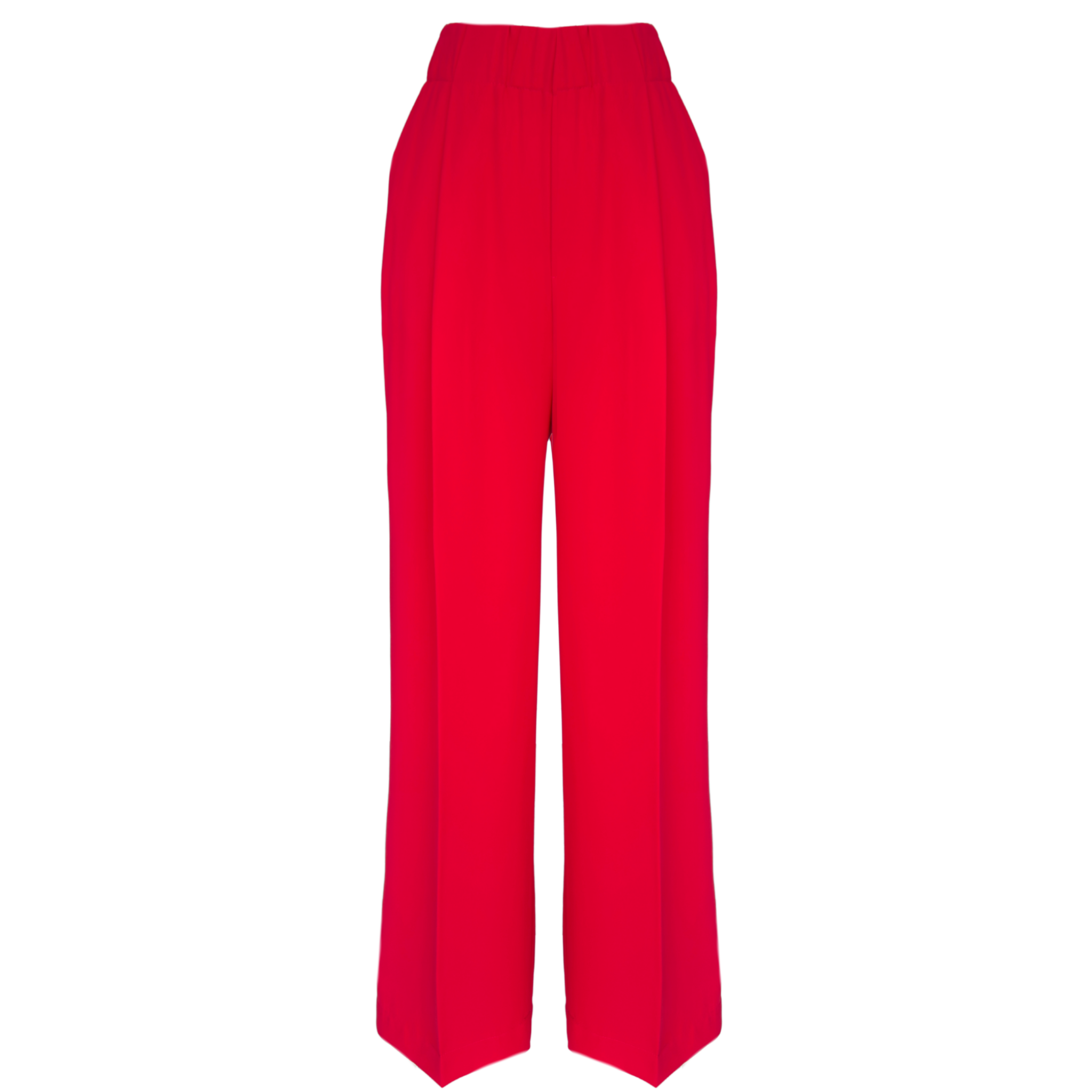 ELASTICATED WAIST WIDE LEG FLOWY TROUSERS RED