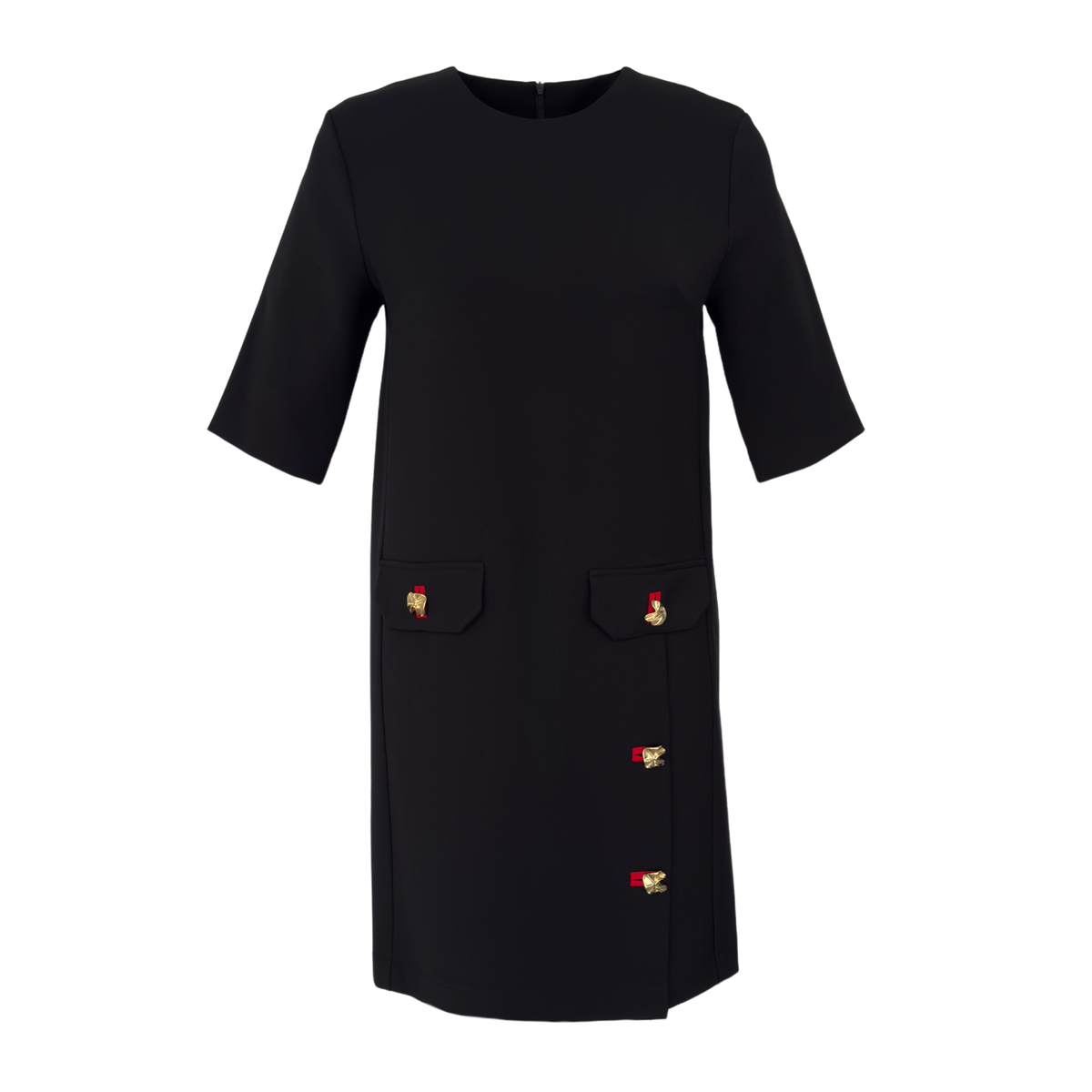 GOLD BUTTON DETAILED DRESS