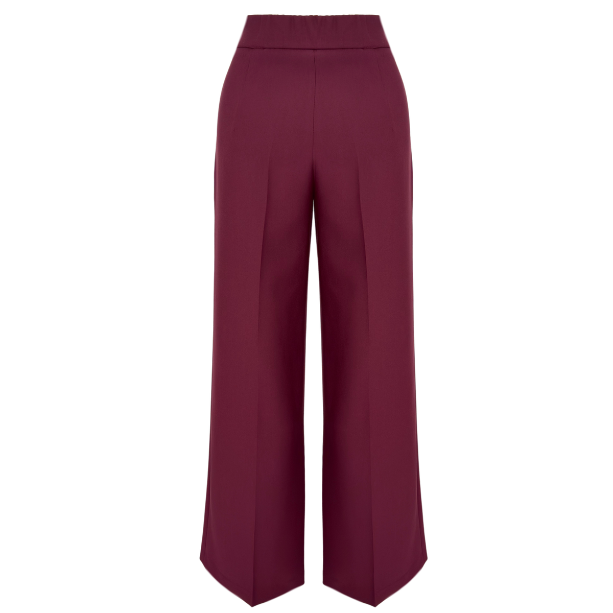 BUTTON DETAIL WIDE LEG TROUSERS BURGUNDY