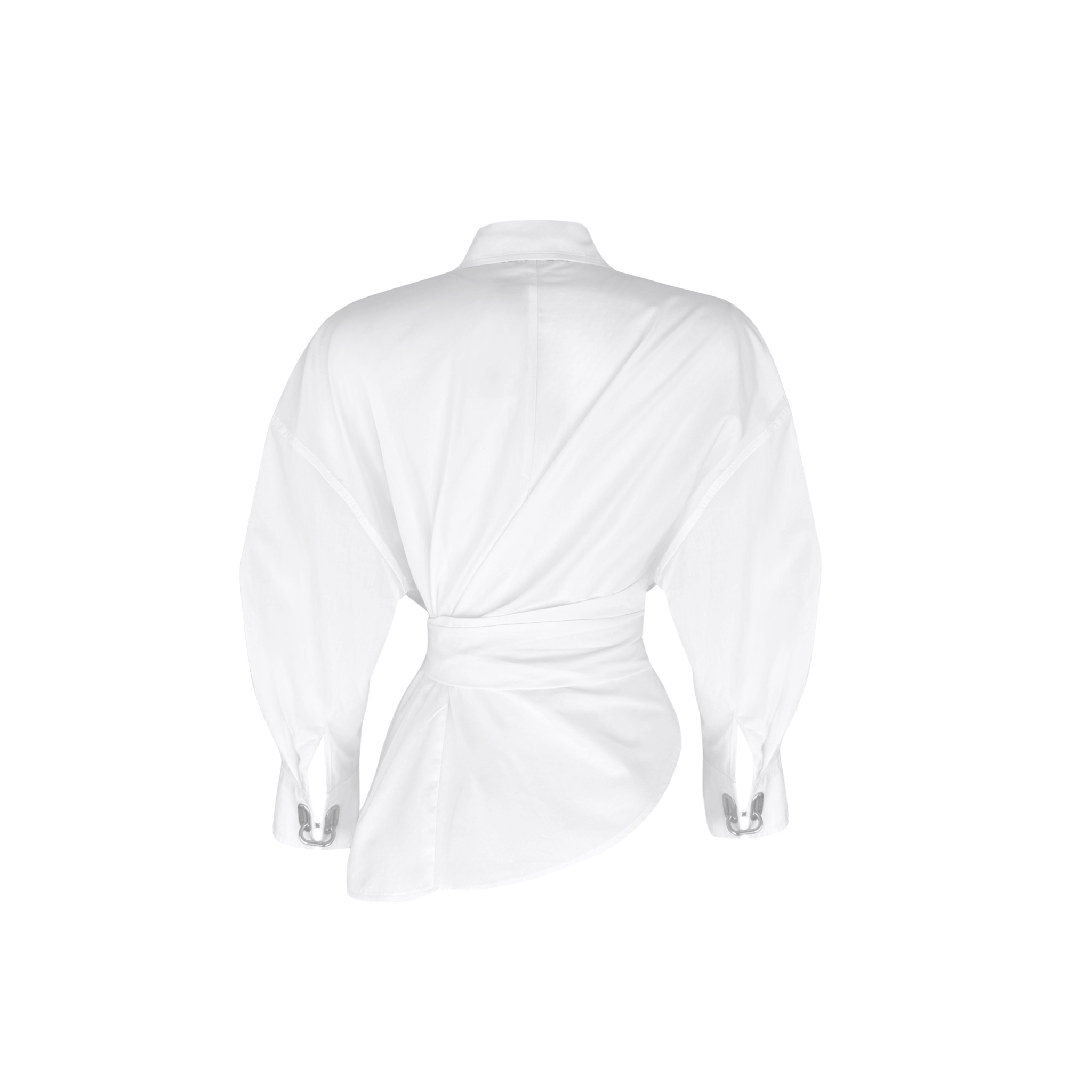 AT THE WAIST TIE DETAIL COTTON SHIRT WHITE