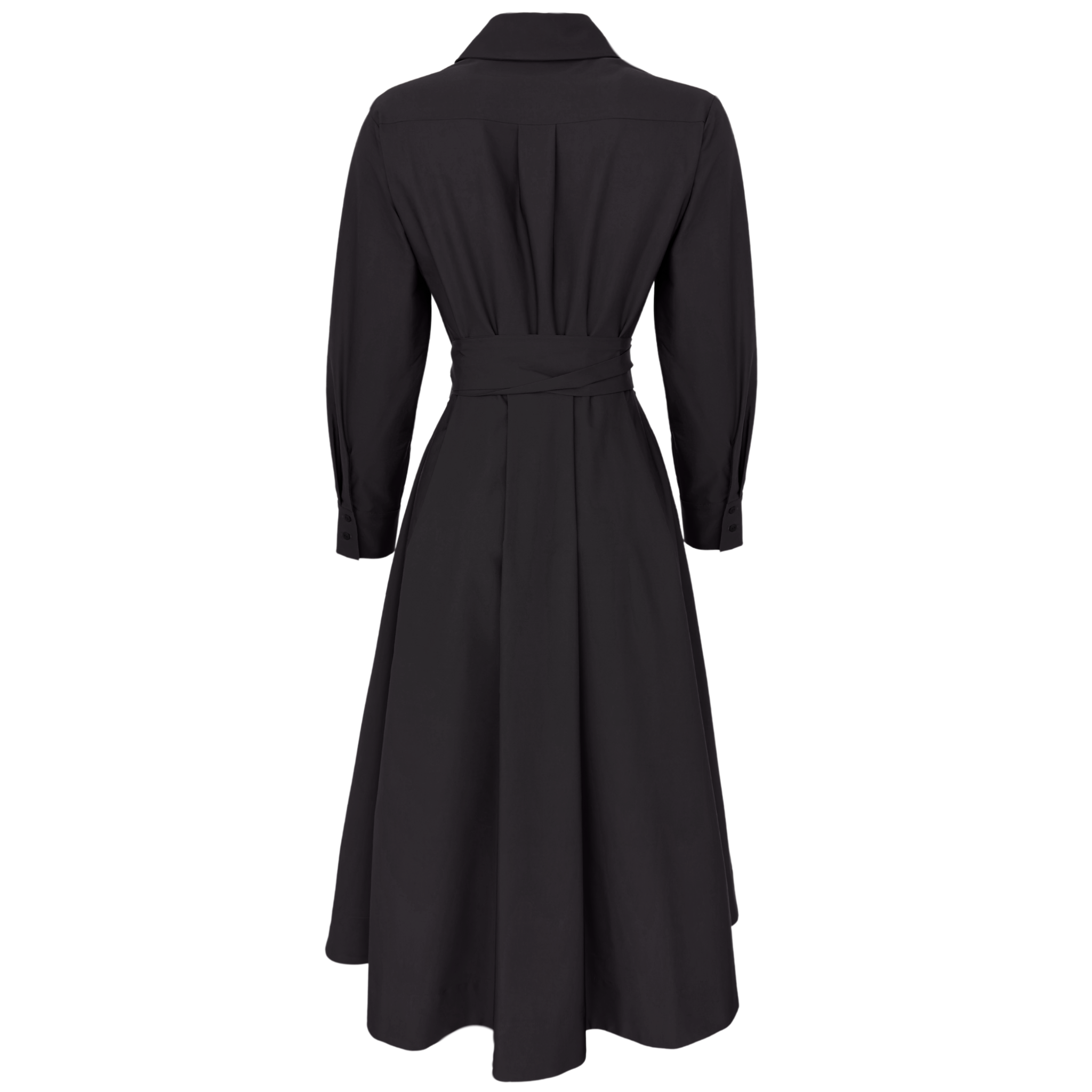 WAIST SASH DETAIL SHIRT DRESS BLACK