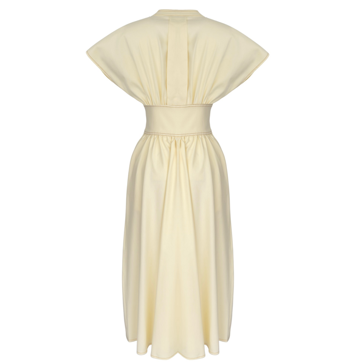 WAIST-DEFINING DROP SHOULDER DRESS YELLOW