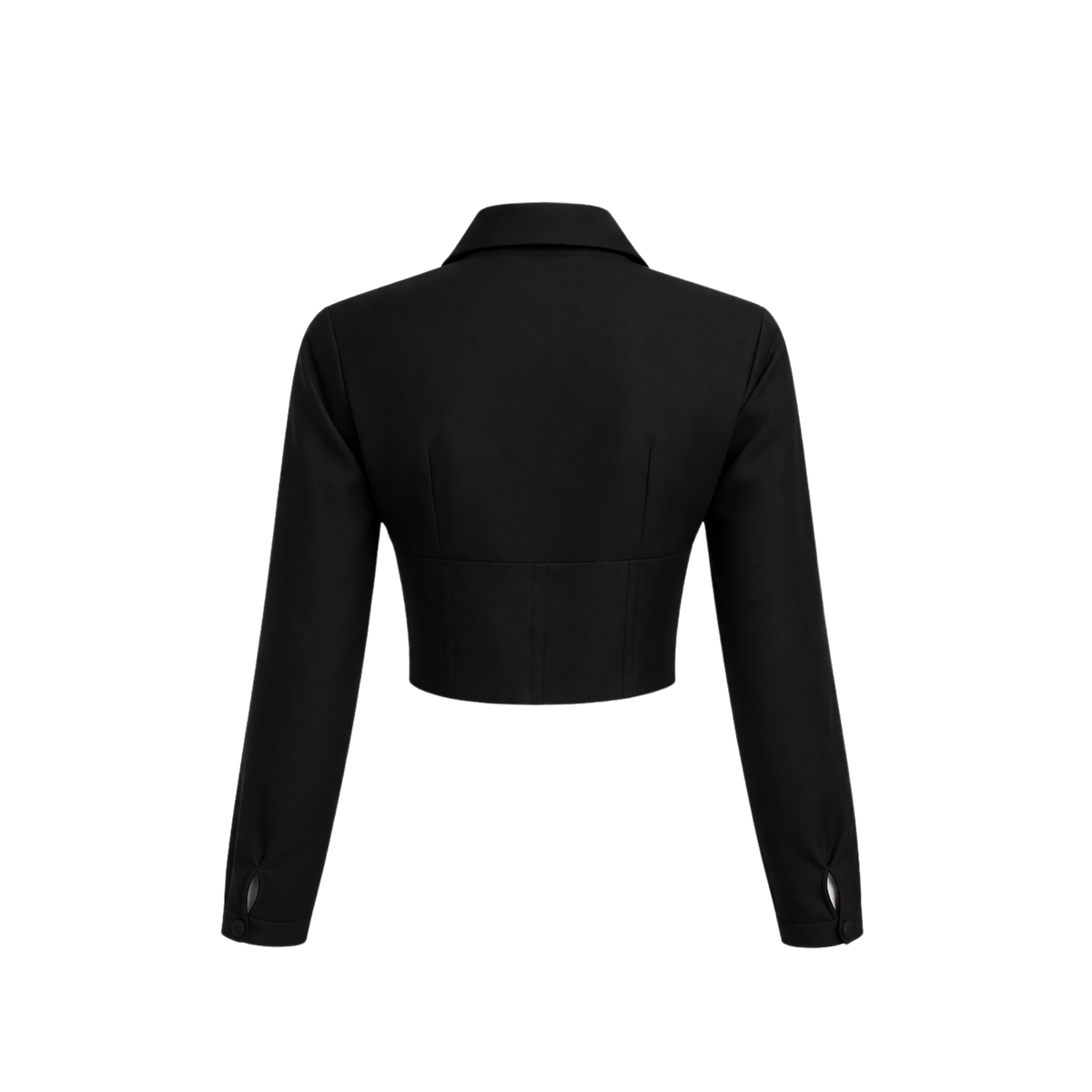 FITTED AT THE WAIST CUT-OUT DESIGN COLLAR SHIRT BLACK