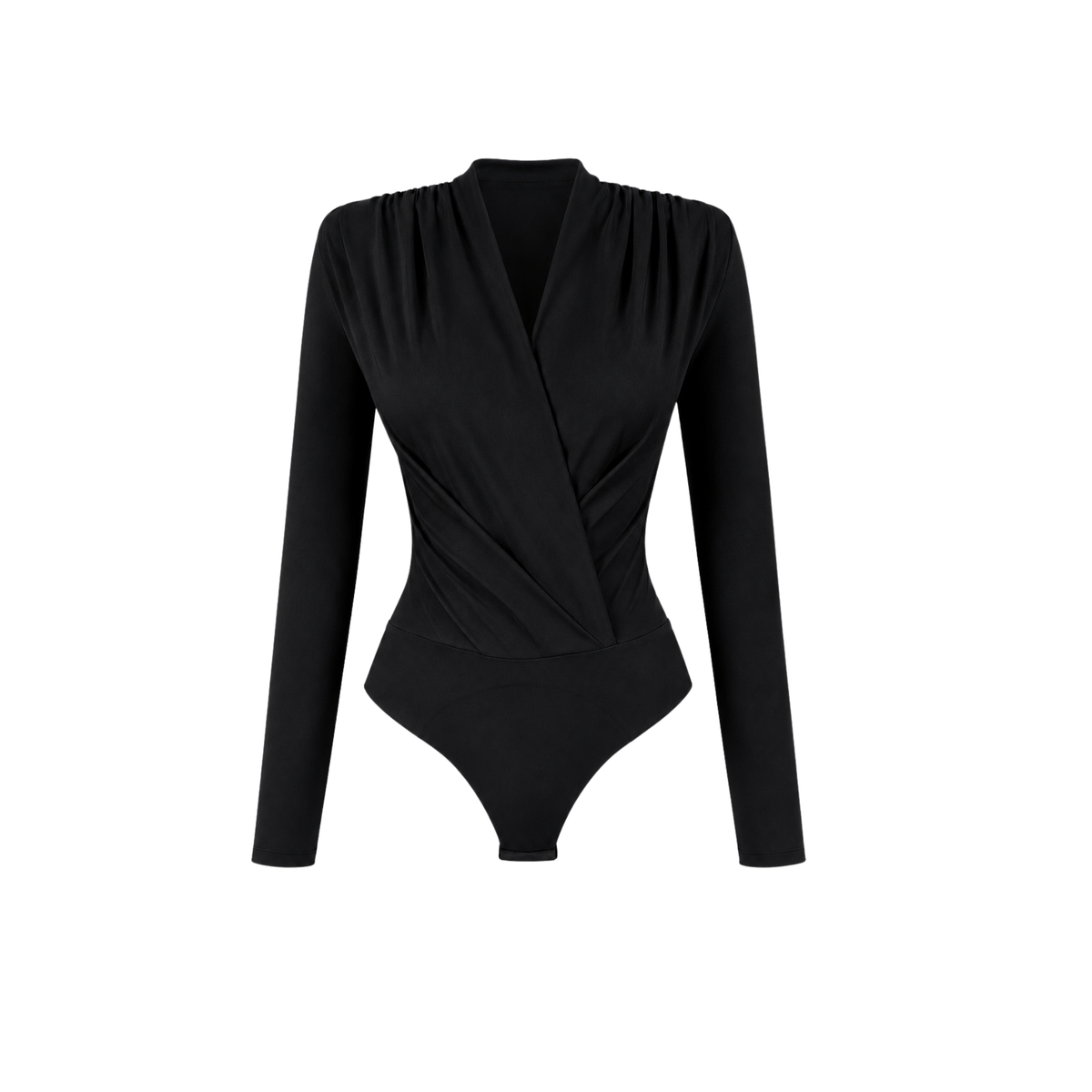 LUNA WRAP NECK BODYSUIT BLACK
