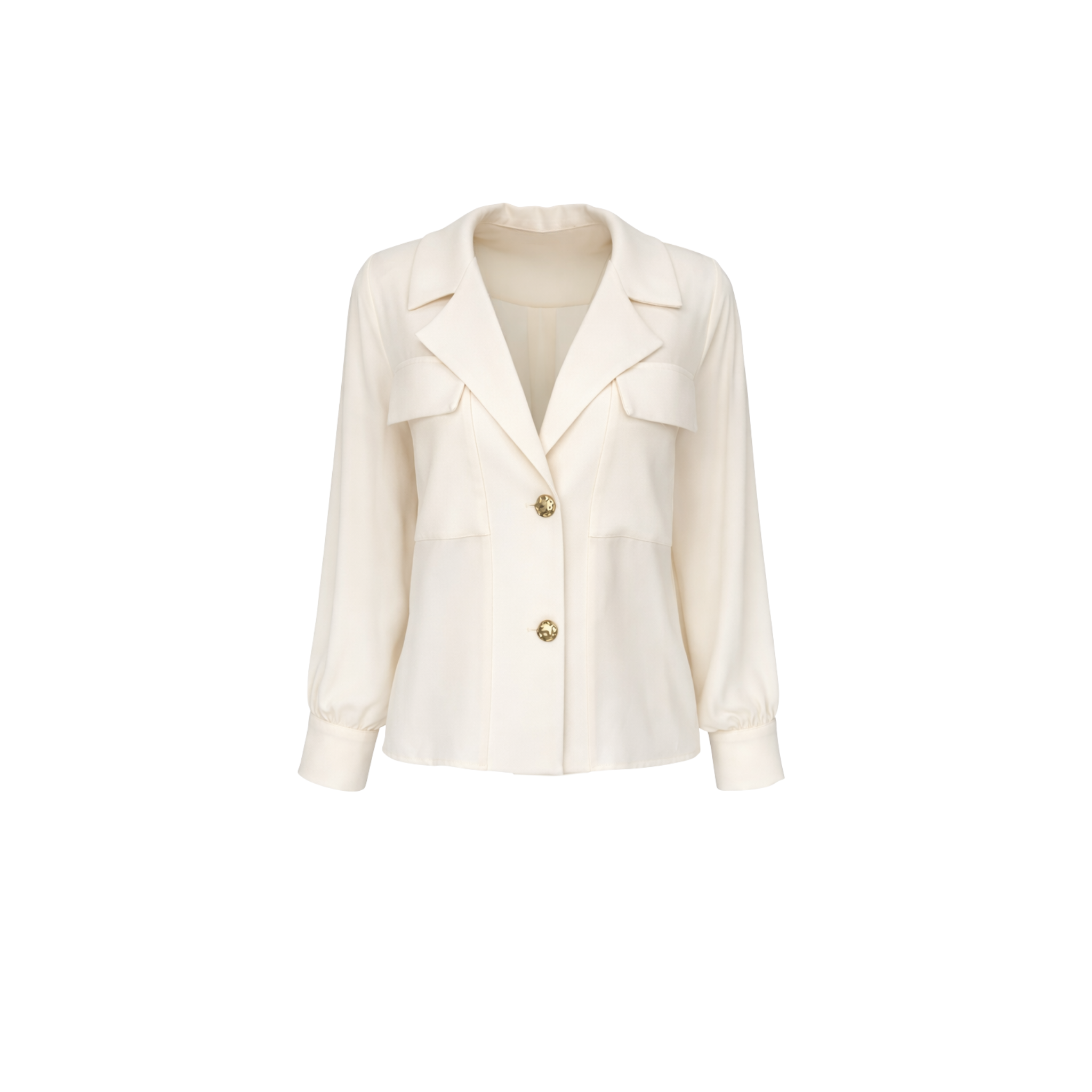 BLAZER COLLAR POCKET DETAIL BLOUSE ECRU
