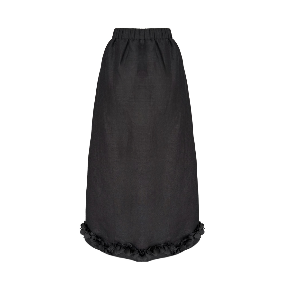 FLORAL APPLIQUÉ 100% LINEN SET BLACK