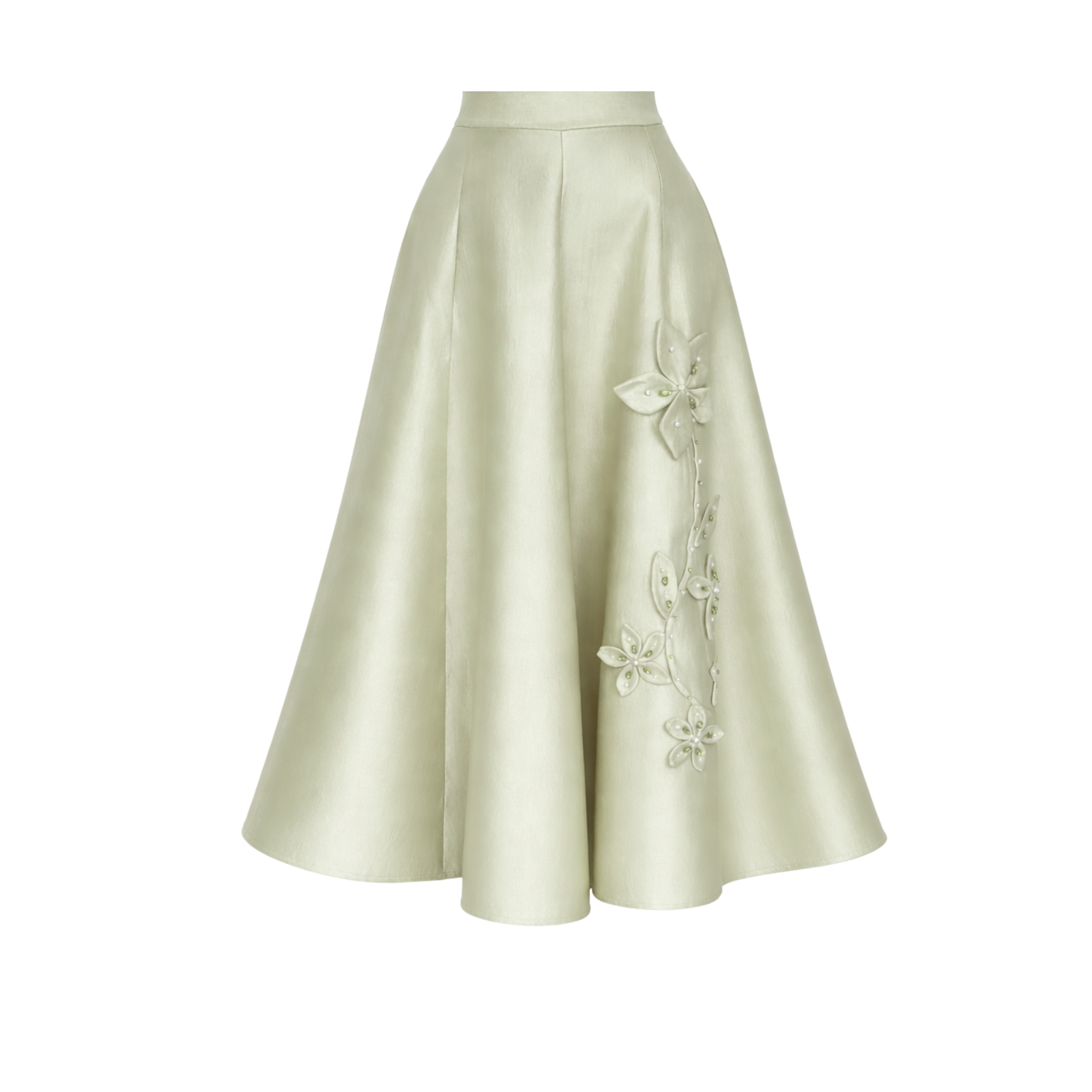 FLORAL APPLIQUÉ A-LINE SKIRT AND BLOUSE SET MINT