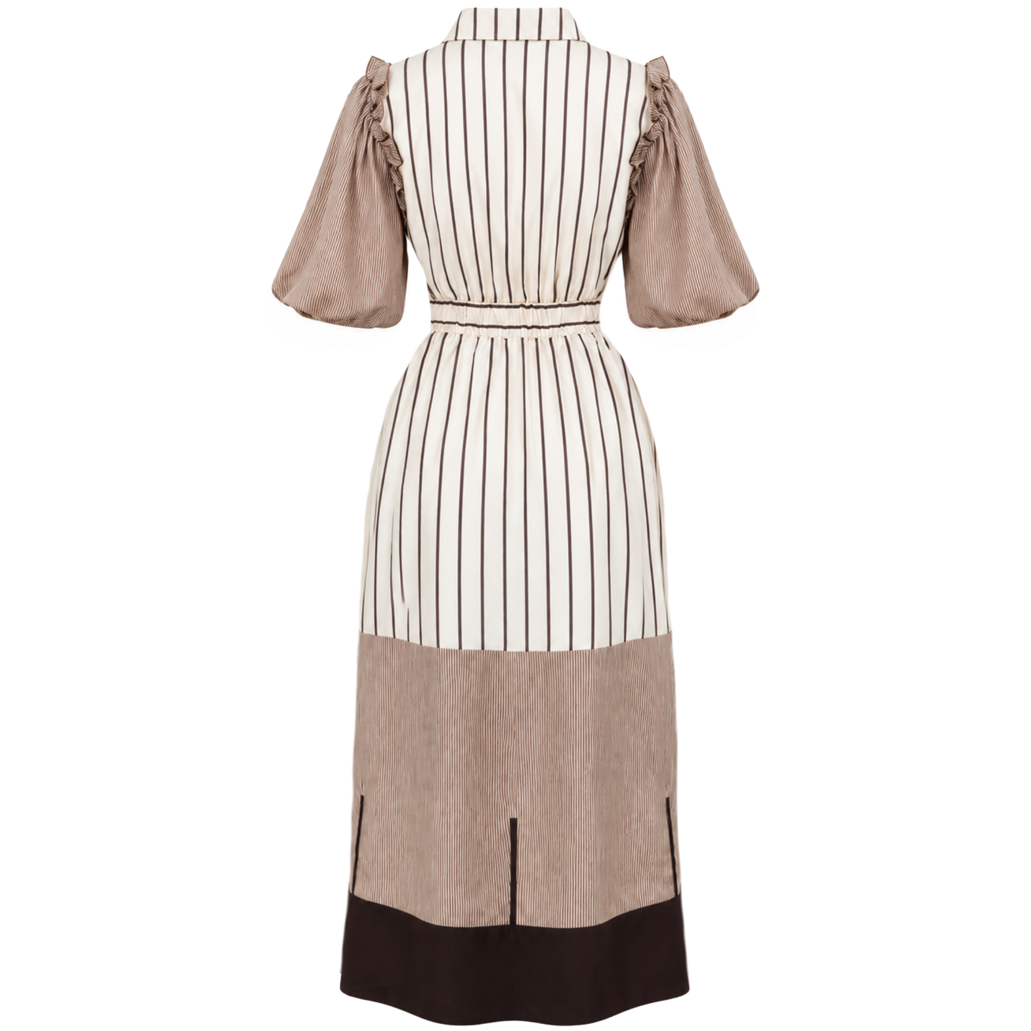 PUFF SLEEVE STRIPE DETAIL COTTON DRESS