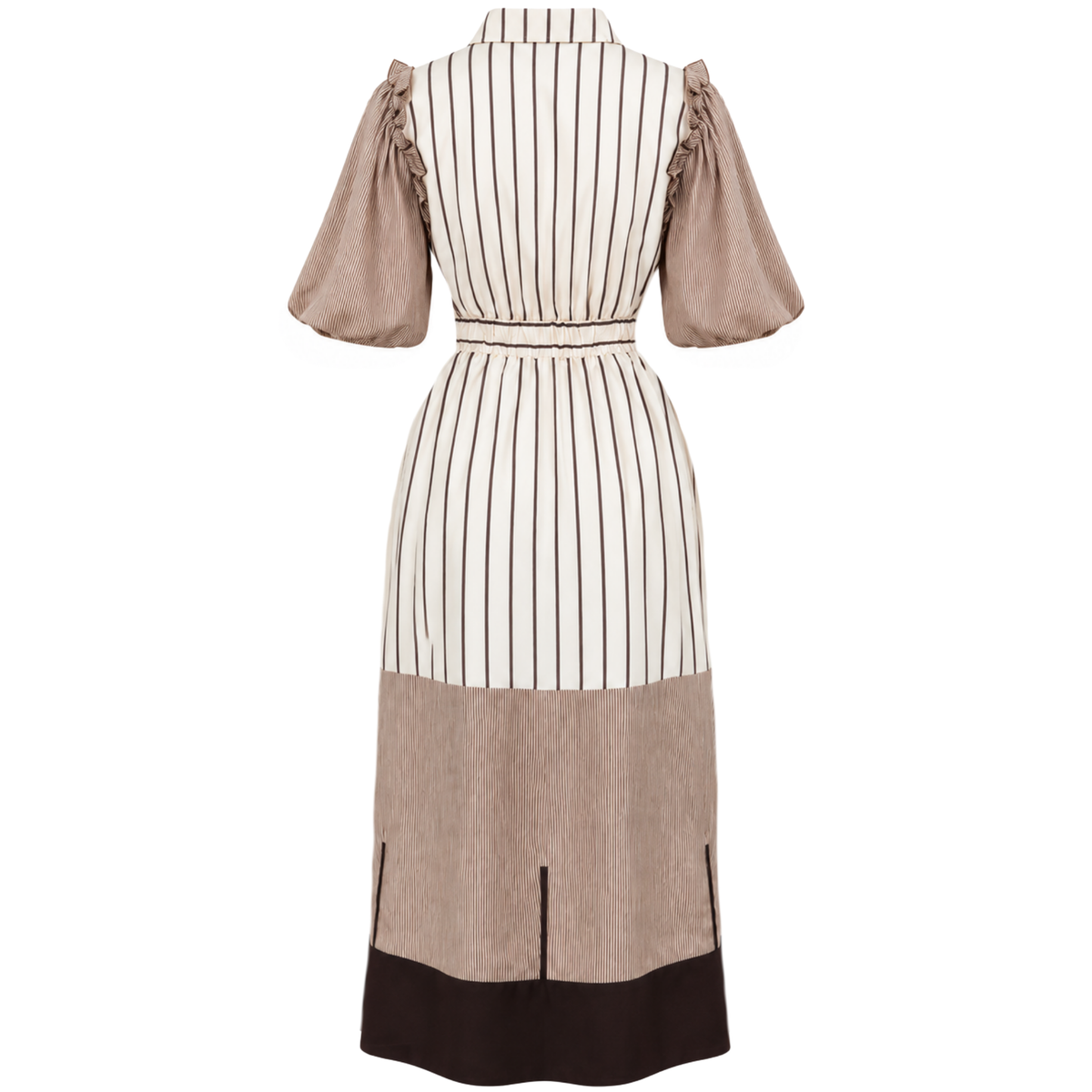 PUFF SLEEVE STRIPE DETAIL COTTON DRESS