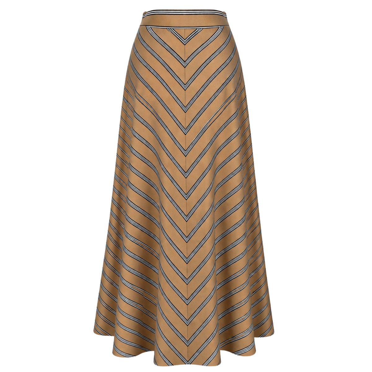 STRIPE DETAIL A-LINE STYLE SKIRT CAMEL